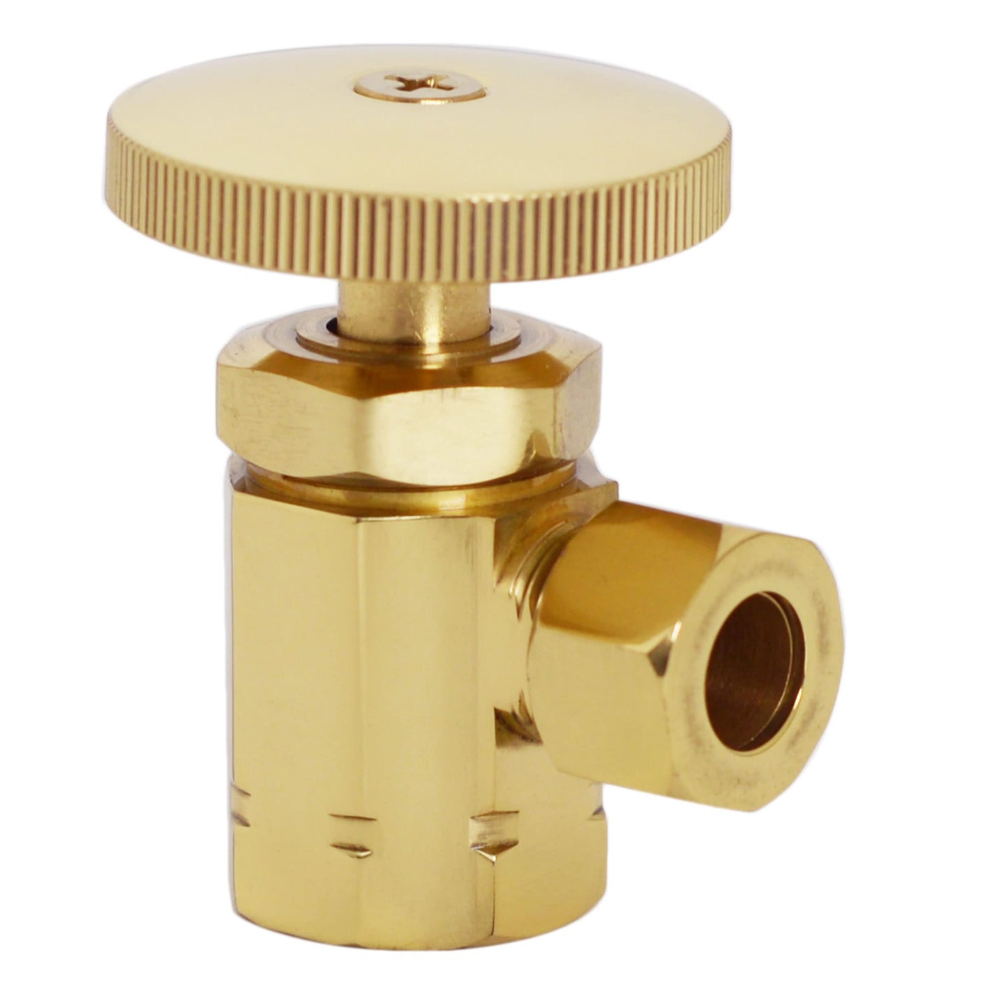 Westbrass D103K12-6-01 1/2" IPS x 3/8" OD x 12" Corrugated Riser Supply Line Kit with Round Handle Angle Supply Shut Off Valve for Faucet and Toilet, Polished Brass (6-Pack)