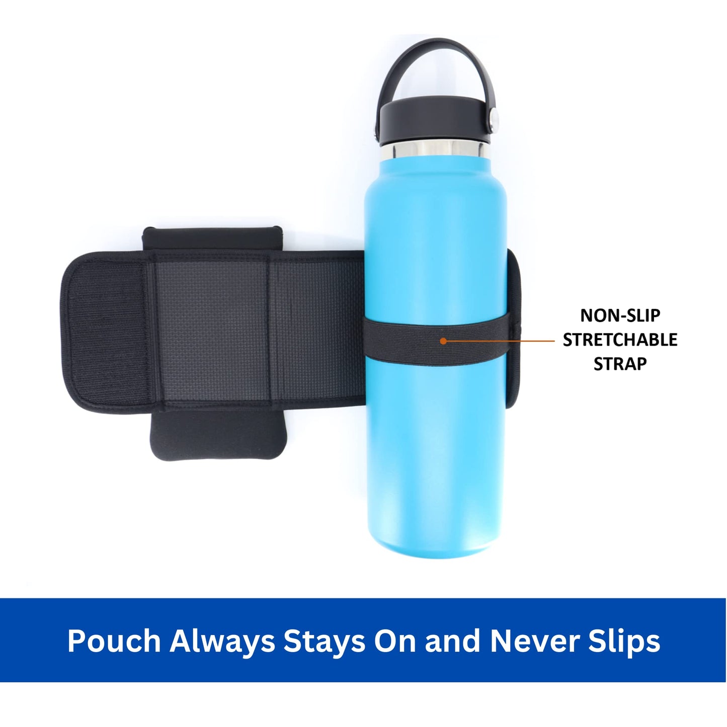 Gym Mate Magnetic Water Bottle Sleeve Pouch for Gym. Attaches Magnetically to Metal Surface so Your Bottle is Always Within Reach. Accessory Pockets for Cell Phones, Key, Cards, Headphones.