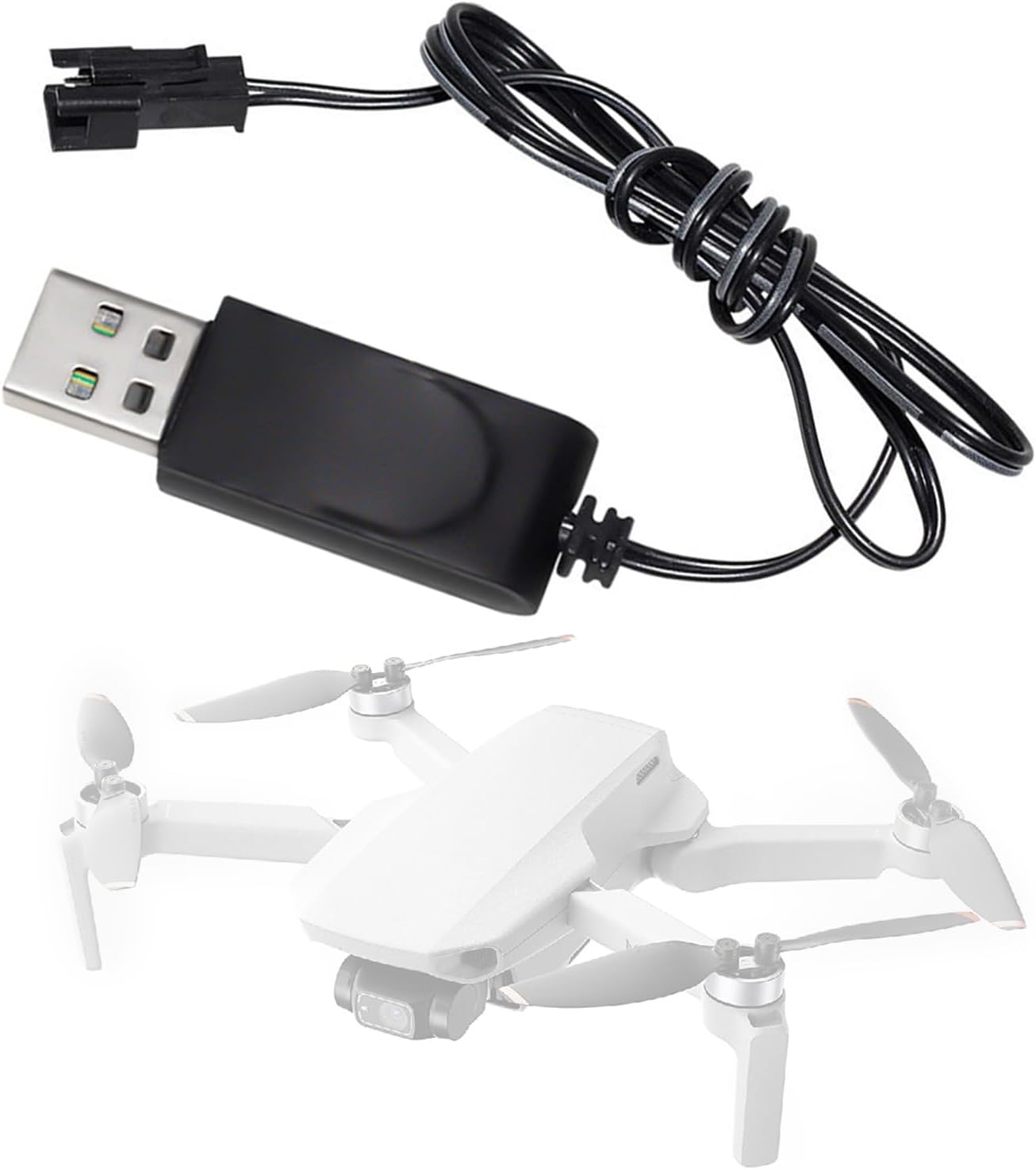BAIMOQI SM-2P 3.7V 500mAh USB Charger Cable with Connector Plug Lithium Battery USB Charging Cable Output for Remote