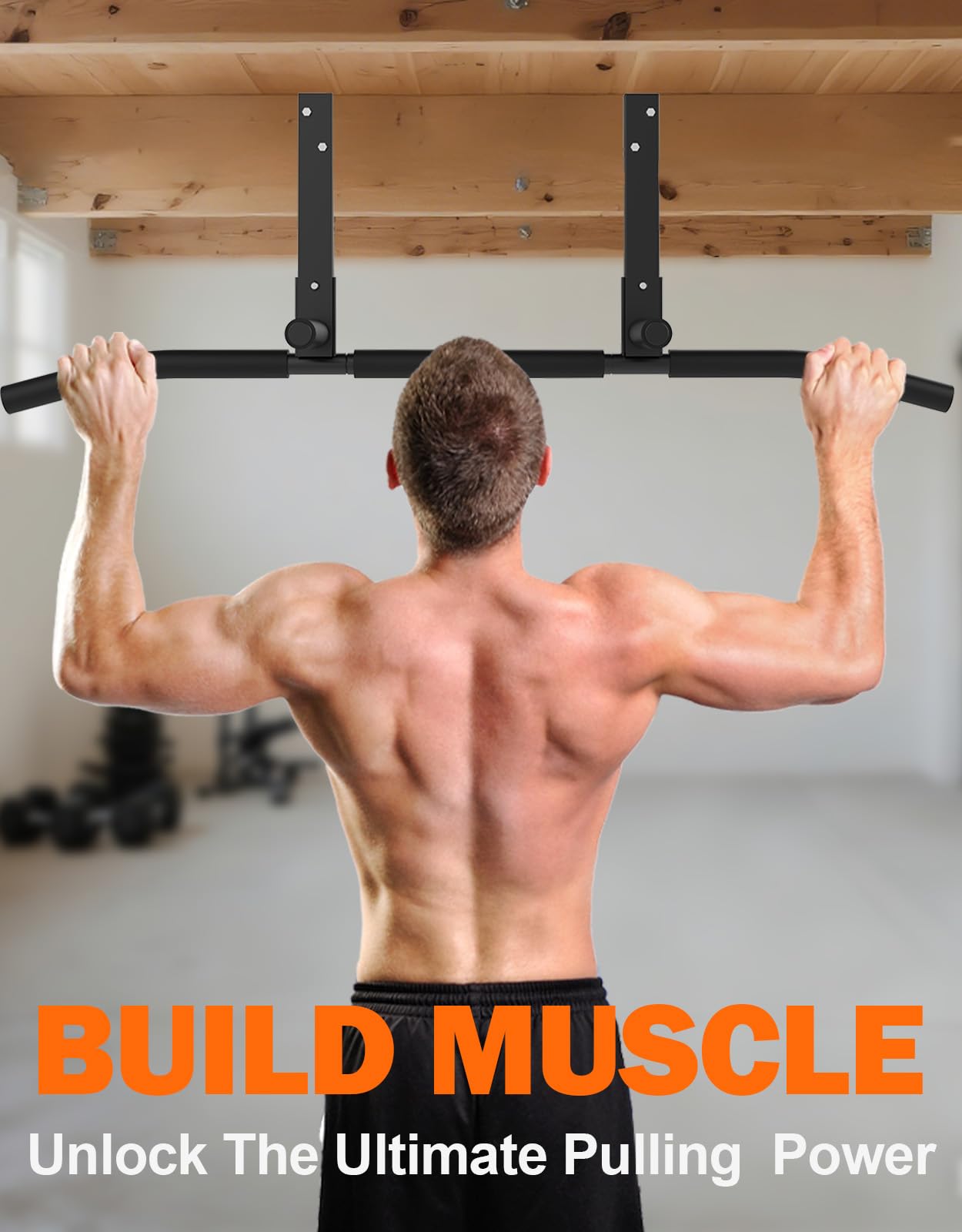 Fitarc Joist Mount Pull Up Bar, Chin Up Bar Ceiling Mount, Heavy Duty Home Gym Workout Equipment, Upper Body Trainer, 42 in Wide -Patent Pending