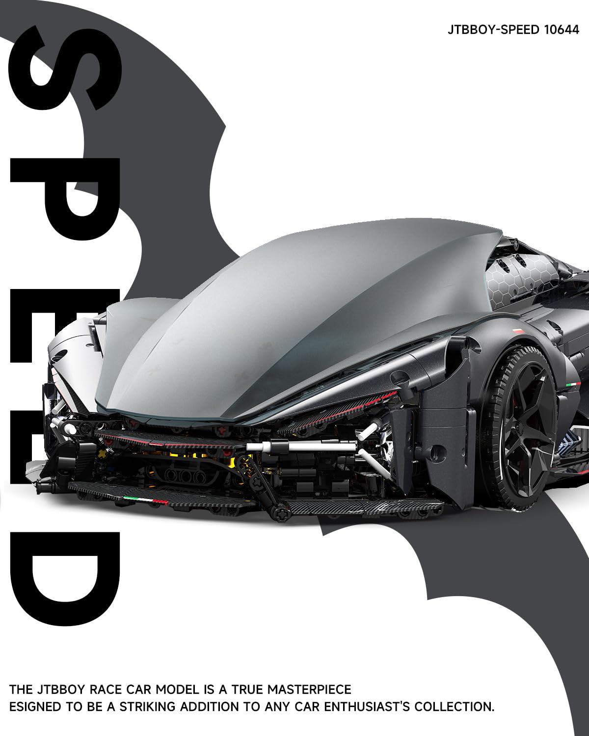 JTBBOY 1:8 Sport Building Supercar Set for Adults, Model Kit for Adults to Build, Collectible Car Building Kits, Supercar with Authentic Features,Display Model for Home or Office(2884PCS)