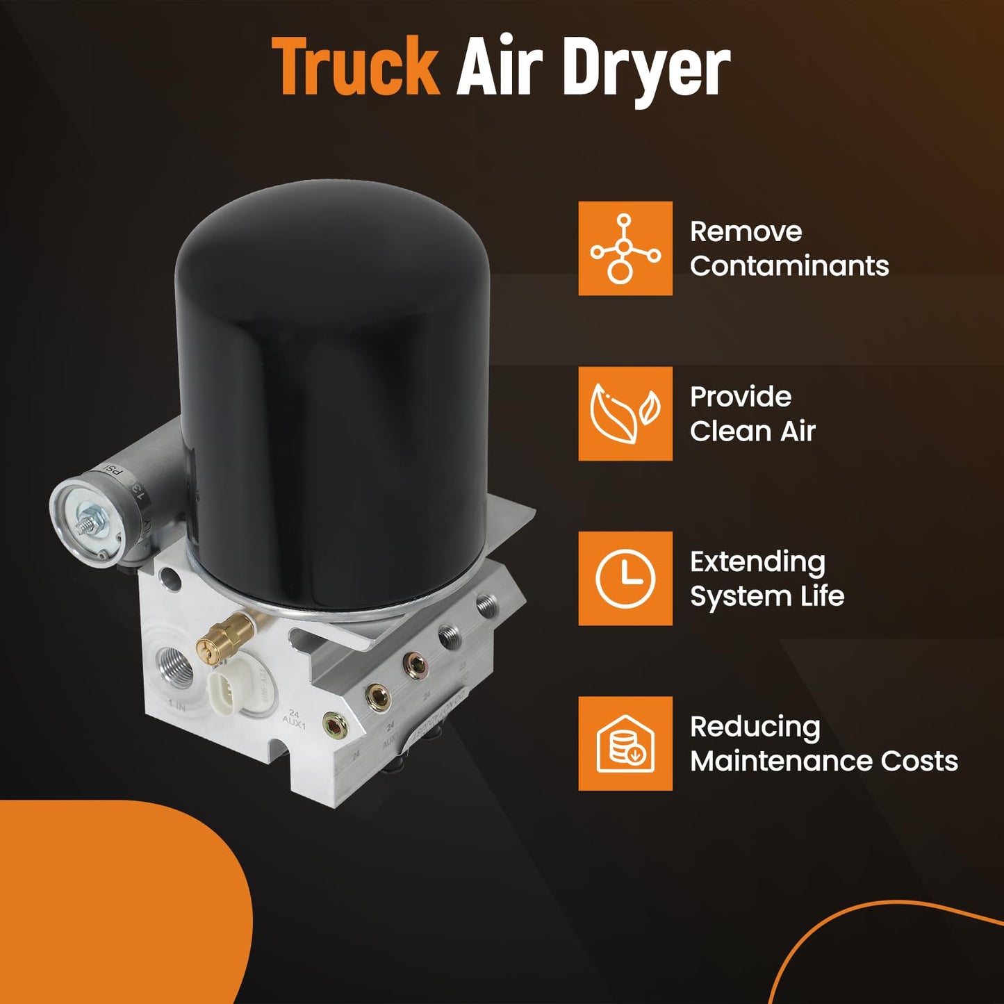 Tuningsworld Air Dryer 801266 12V for Kenworth Volvo Freightliner Columbia Peterbilt International Western Star Trucks Tractors Bus RV 5015534 5010696X