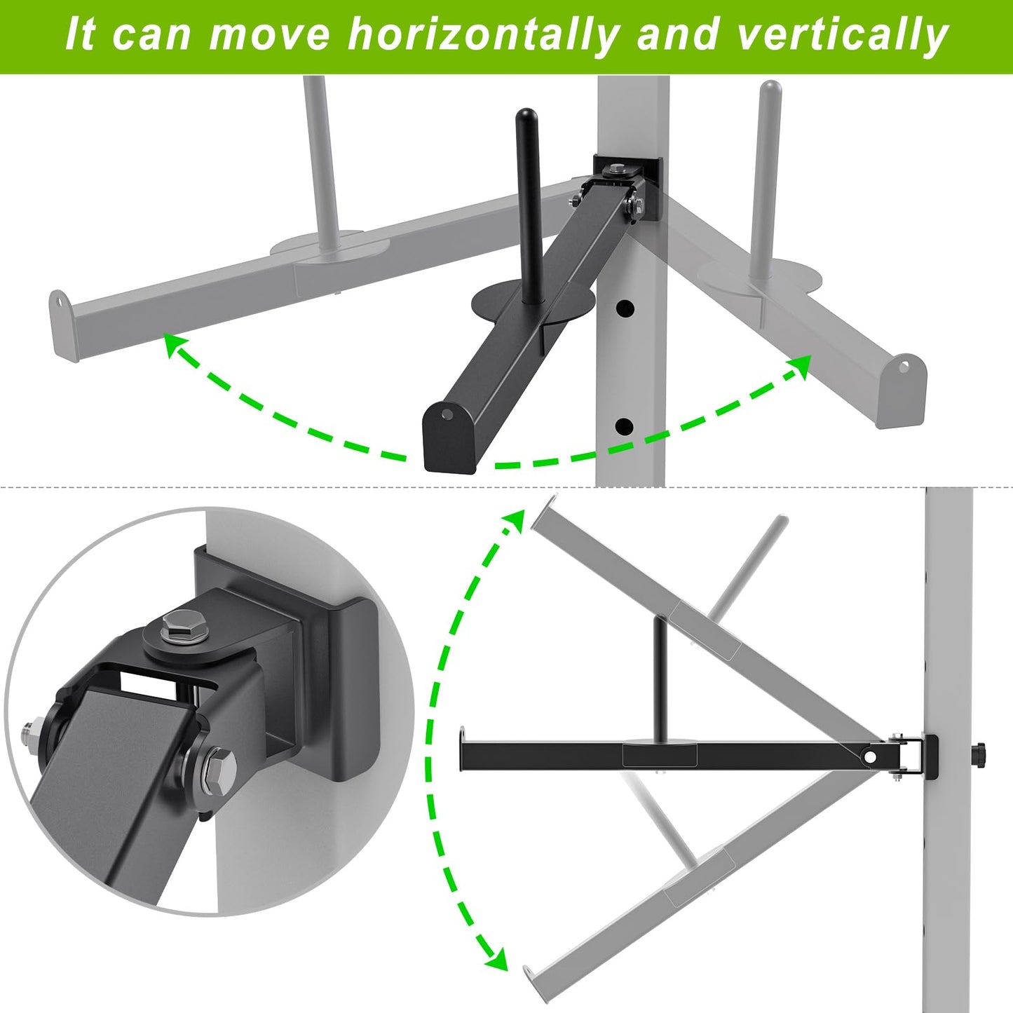 SELEWARE Belt Squat Lever Arm for 3" x 3" Power Cage with 5/8" or 1" Hole, Squat Rack Attachment Fit 1'' and 2'' Weight Plates Allow Both Vertical and Sideways Movements