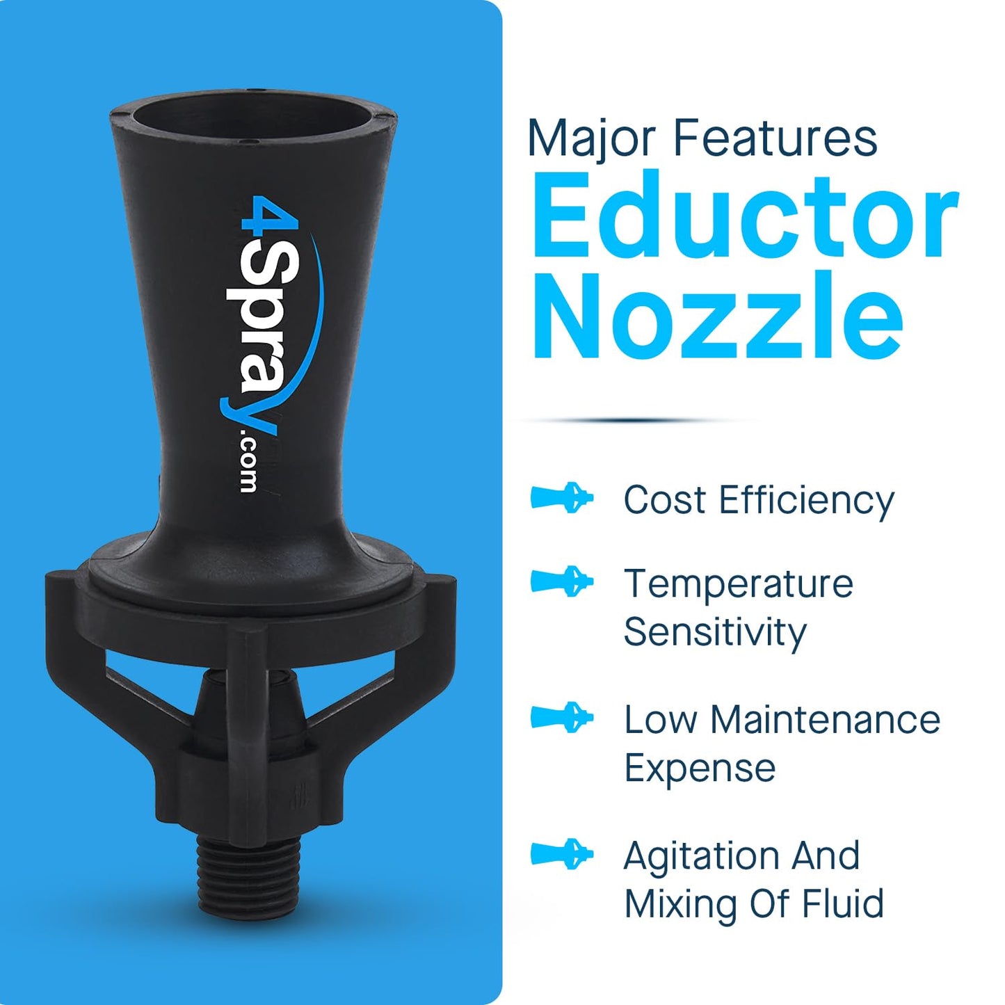 4Spray Eductor Nozzle - NPT Fluid Mixing Eductors - Glass Reinforced Polypropylene - Minimal Maintenance and Clog Resistant Tank Mixing Agitation Nozzles - 1.5 inch (20 Count)
