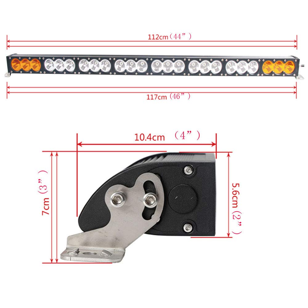 43 Inch 240W Off Road LED Light Bar Dual Color White Amber Yellow Spot Flood Combo Beam Work Diving Driving Fog Light for Ford GMC Ram UTV