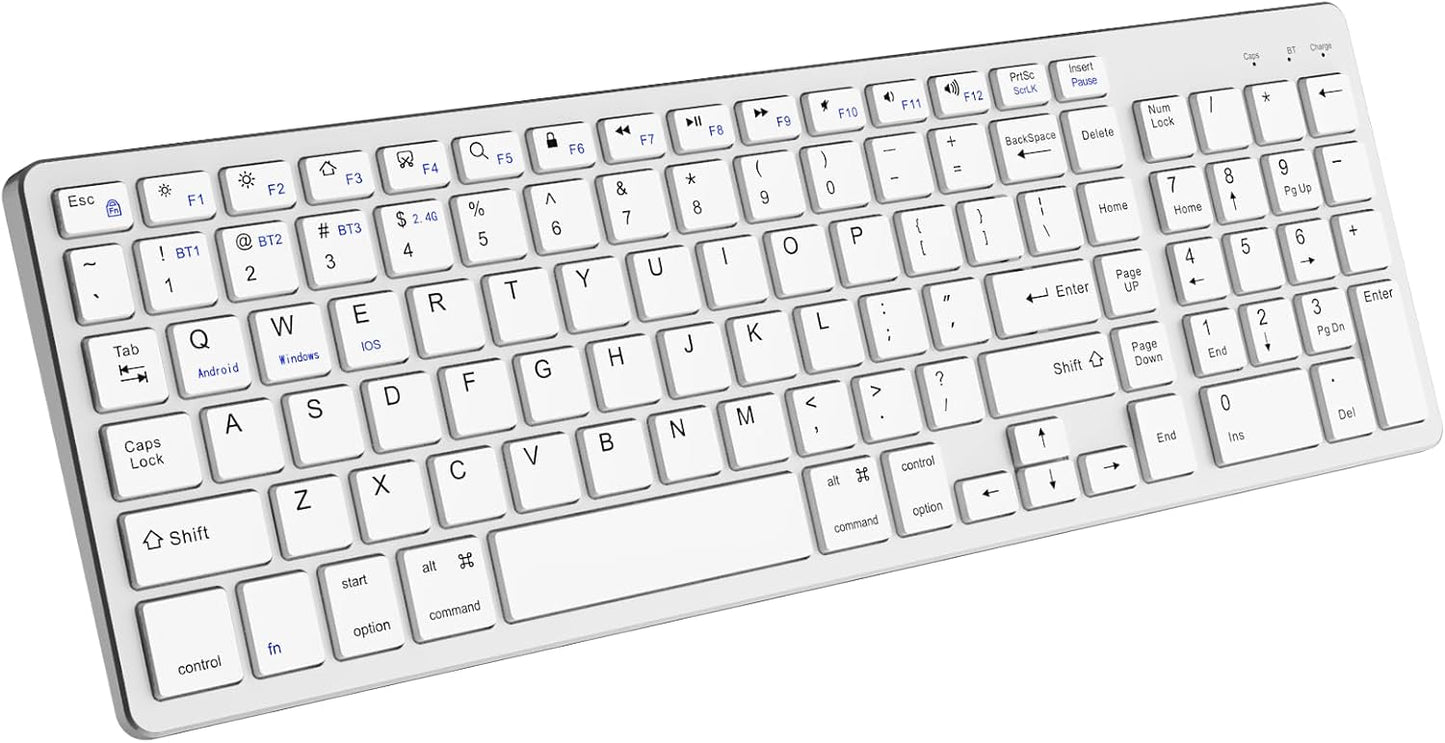 JKSML 102 2.4 12 Programmable Wireless Keyboard with Keys, Bluetooth and GHz Wireless, Low Profile, Number Pad, Fluid