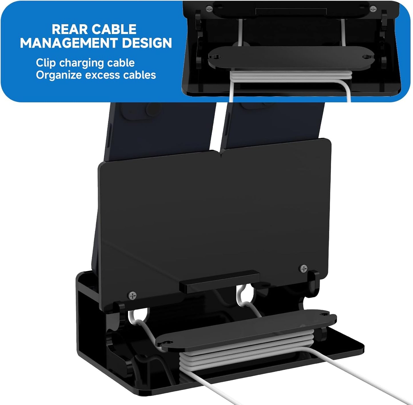 CaSZLUTION 2 Dual Phone Holder Organizer Stand for Phones, Acrylic Desktop Universal Mobile Phone Docking Station