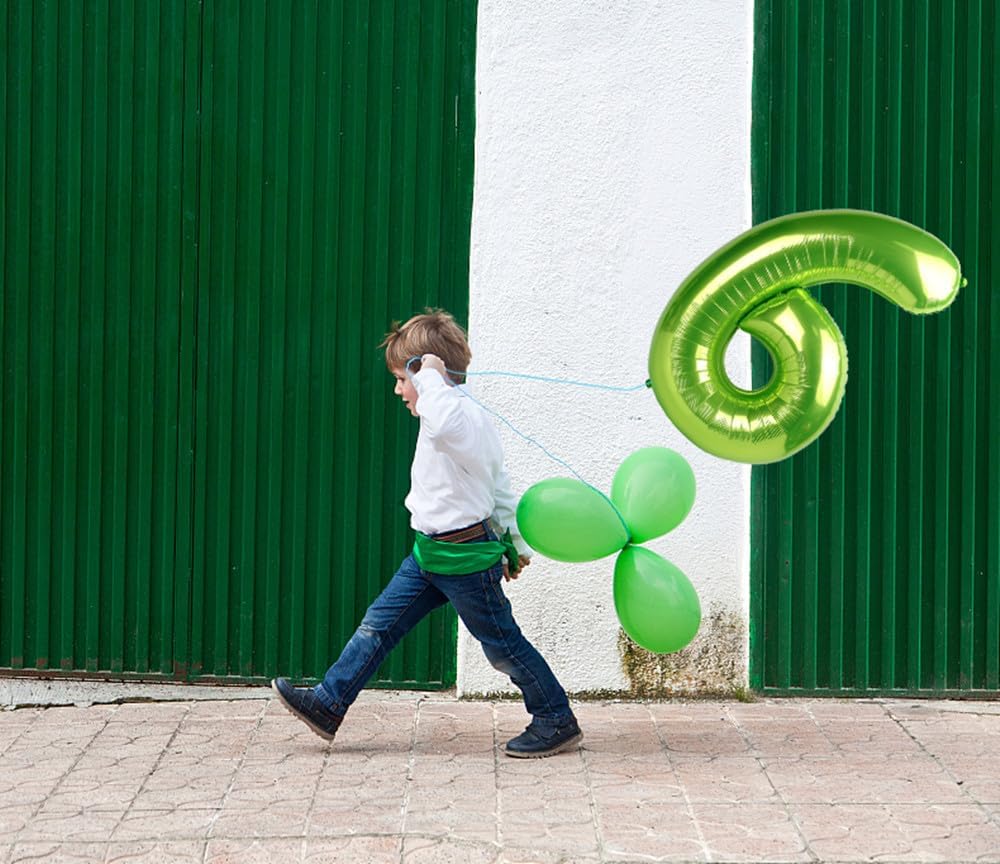 Number 6 Balloon by [Brand Name] - 40 Inch Light Green Birthday Decoration for Boys & Girls