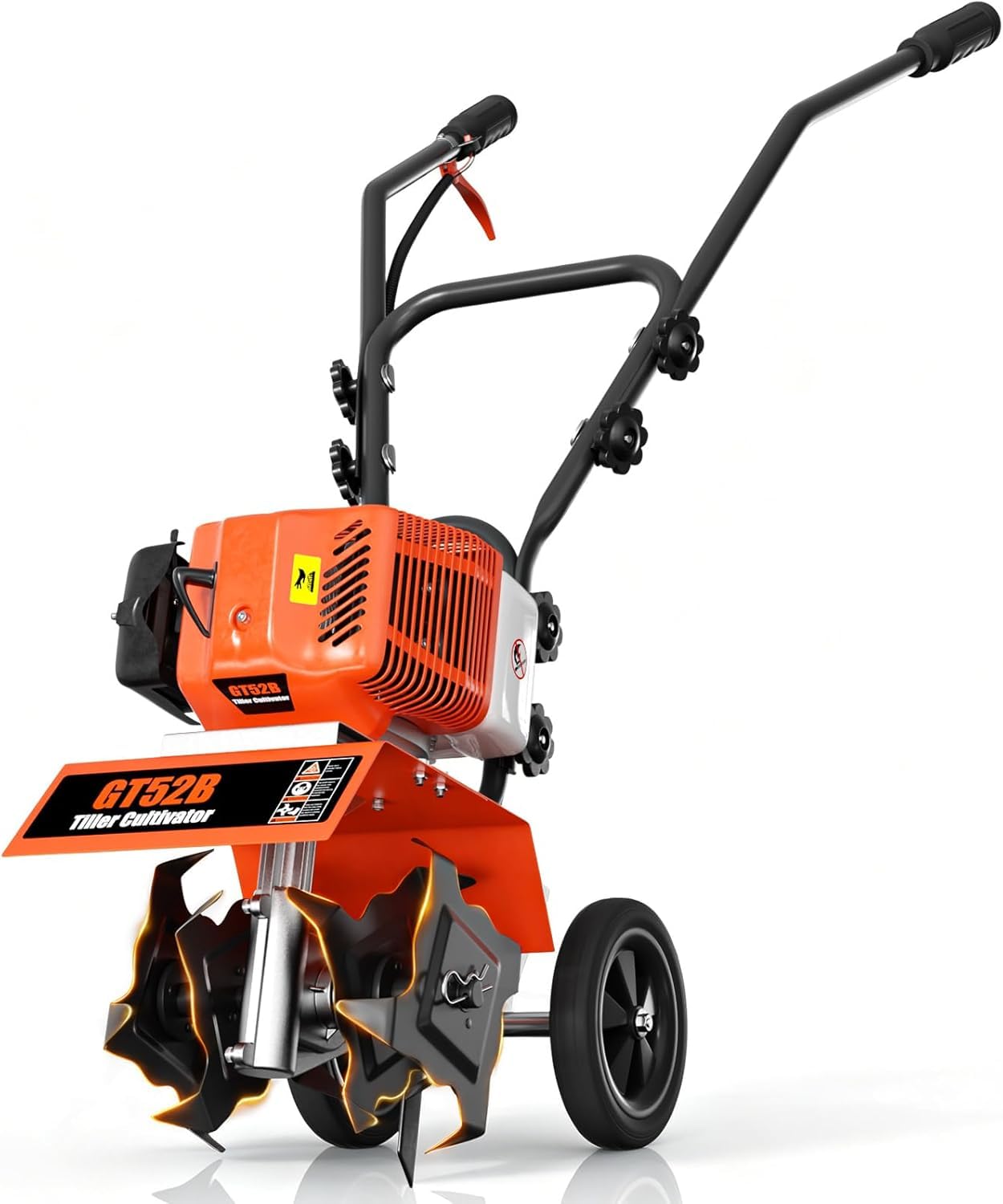 72CC 2-Stroke Gas Tiller Cultivator - 10" Working Width & 5" Depth, Heavy Duty Gasoline Powered Rototiller with 3-Gear Adjustable Handle, High-Speed Soil Cultivator for Lawn, Garden & Farm