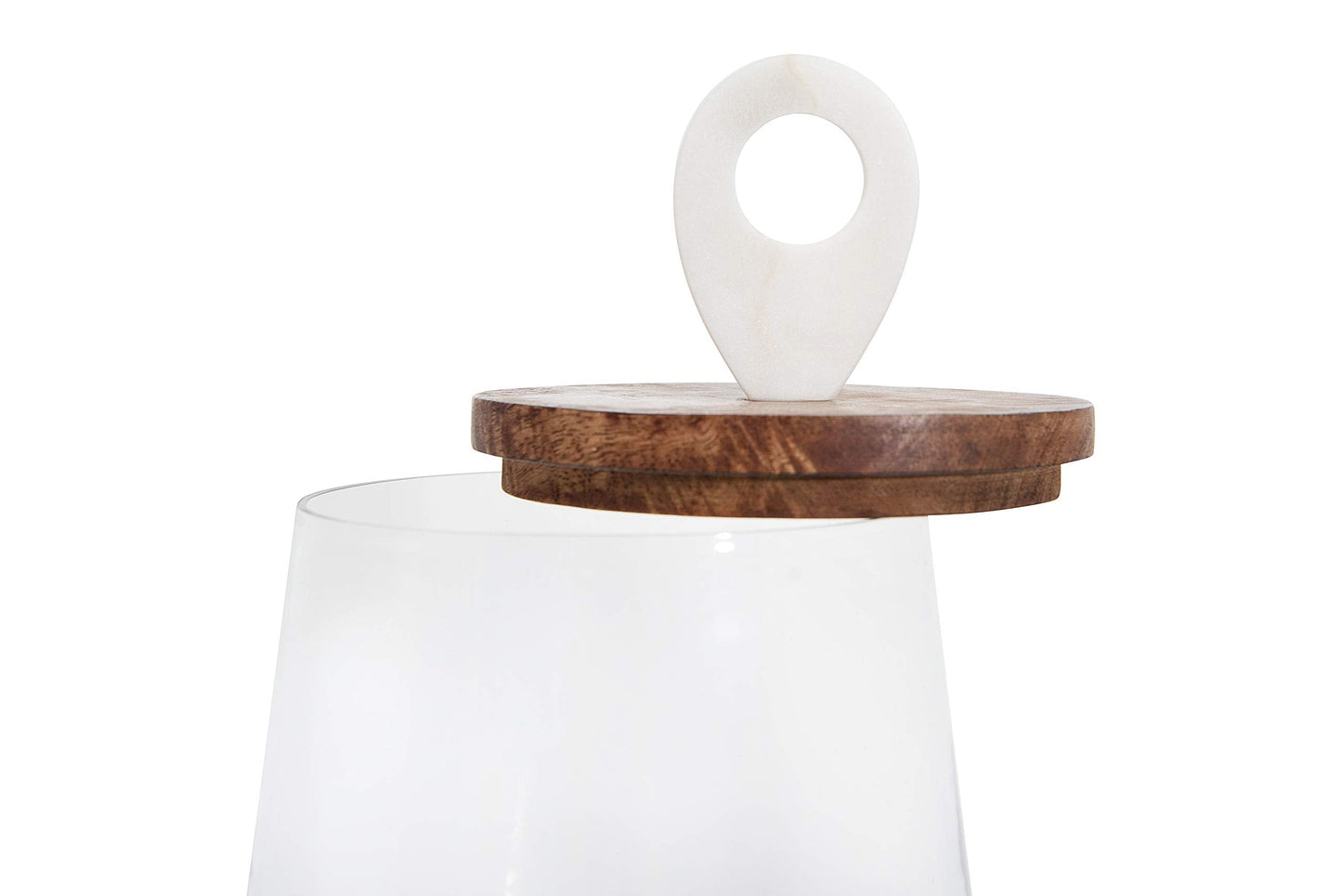Small Clear Glass Jar with Mango Wood & Marble Lid