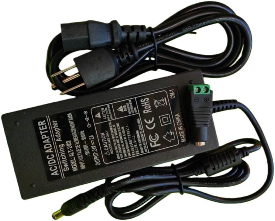 Lansan 24V 2A 100-240V 24V 2A Switching Power Supply Adapter, AC/DC Power Adapter with Power Cord, Input, Output
