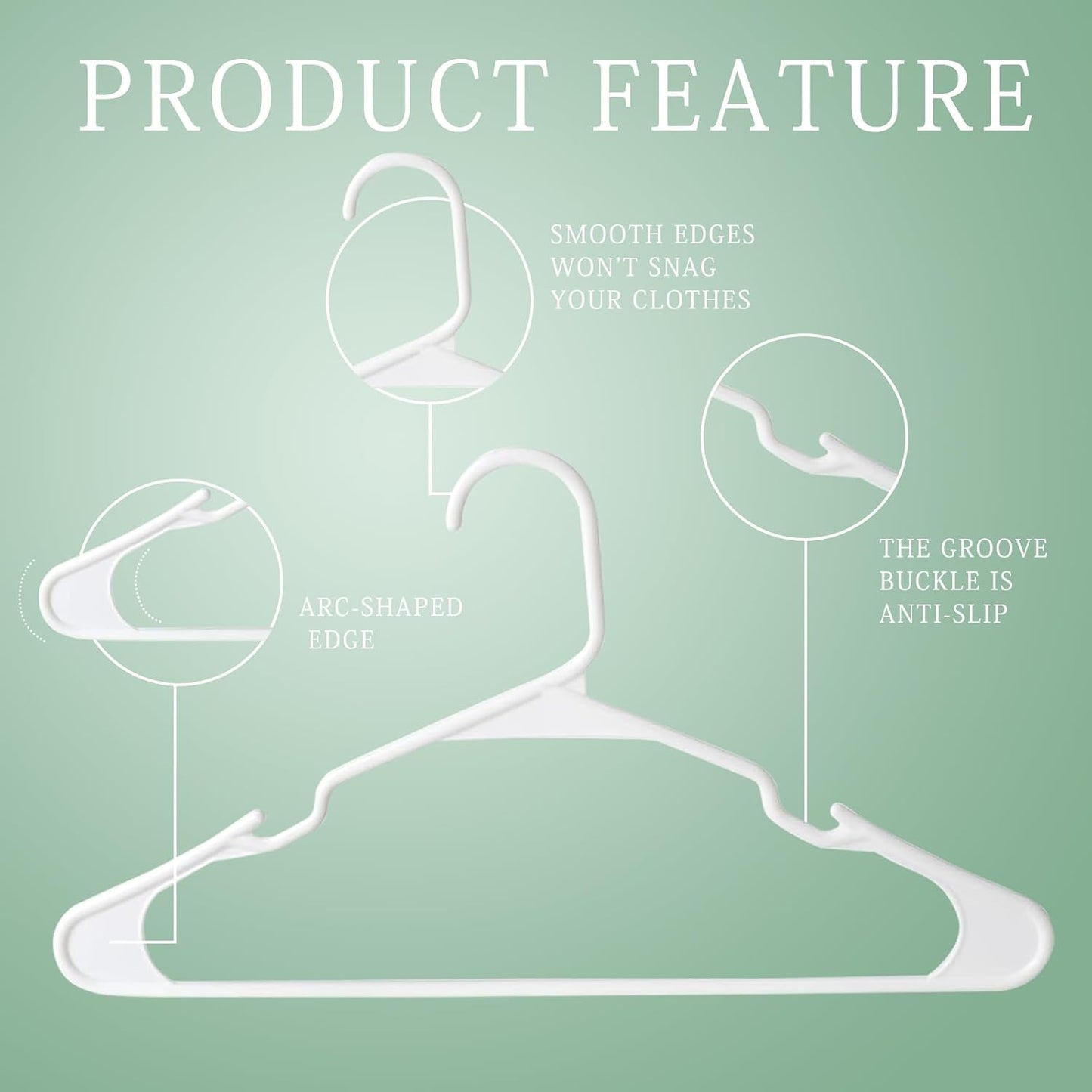 Skiennix 20-Pack White Plastic Clothes Hangers - Durable Space-Saving Design for Coats, Shirts & Dresses