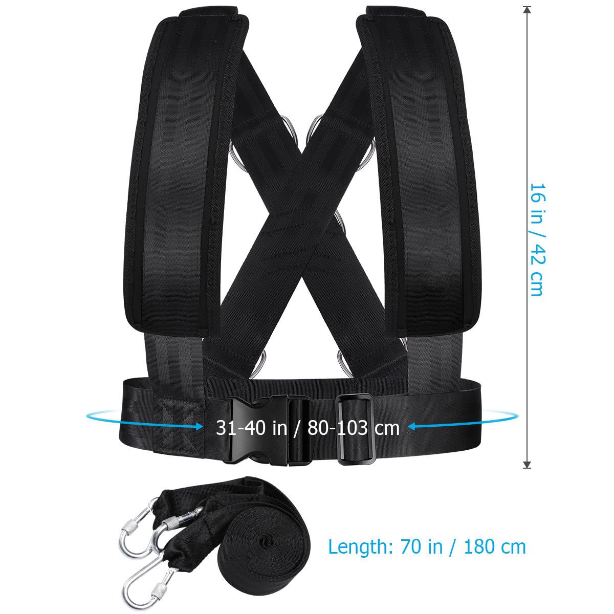 CLISPEED Fitness Sled Harness Workout Harness Exercise with Pull Strap for Resistance Training