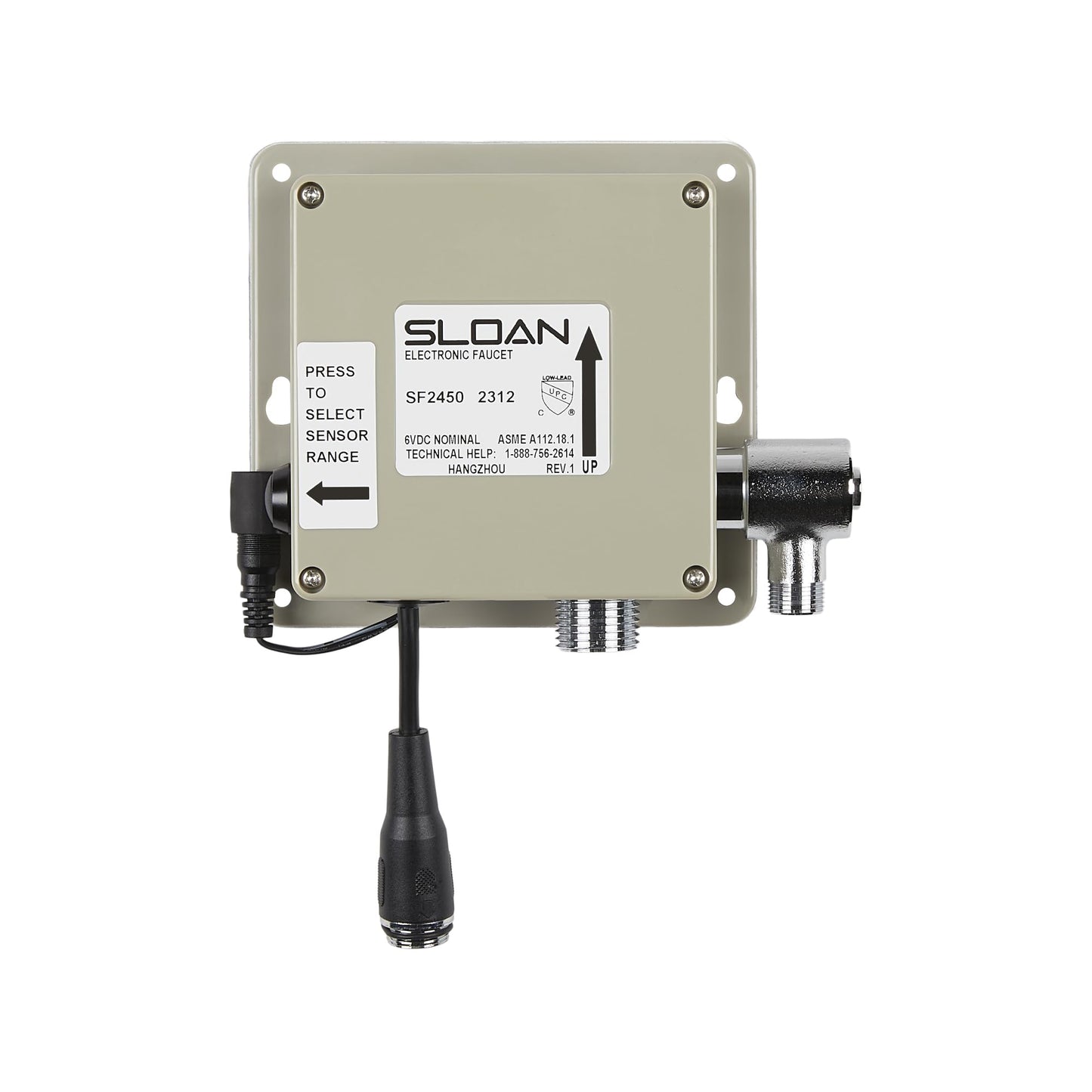 Sloan SF-2400 Sensor Activated Touch-Free Faucet, Commercial Grade with Mounting Hardware - 0.5 GPM Plug Adaptor Power Supply Deck-Mounted Mid Body with Below Deck Mixer, Polished Chrome, 3362133