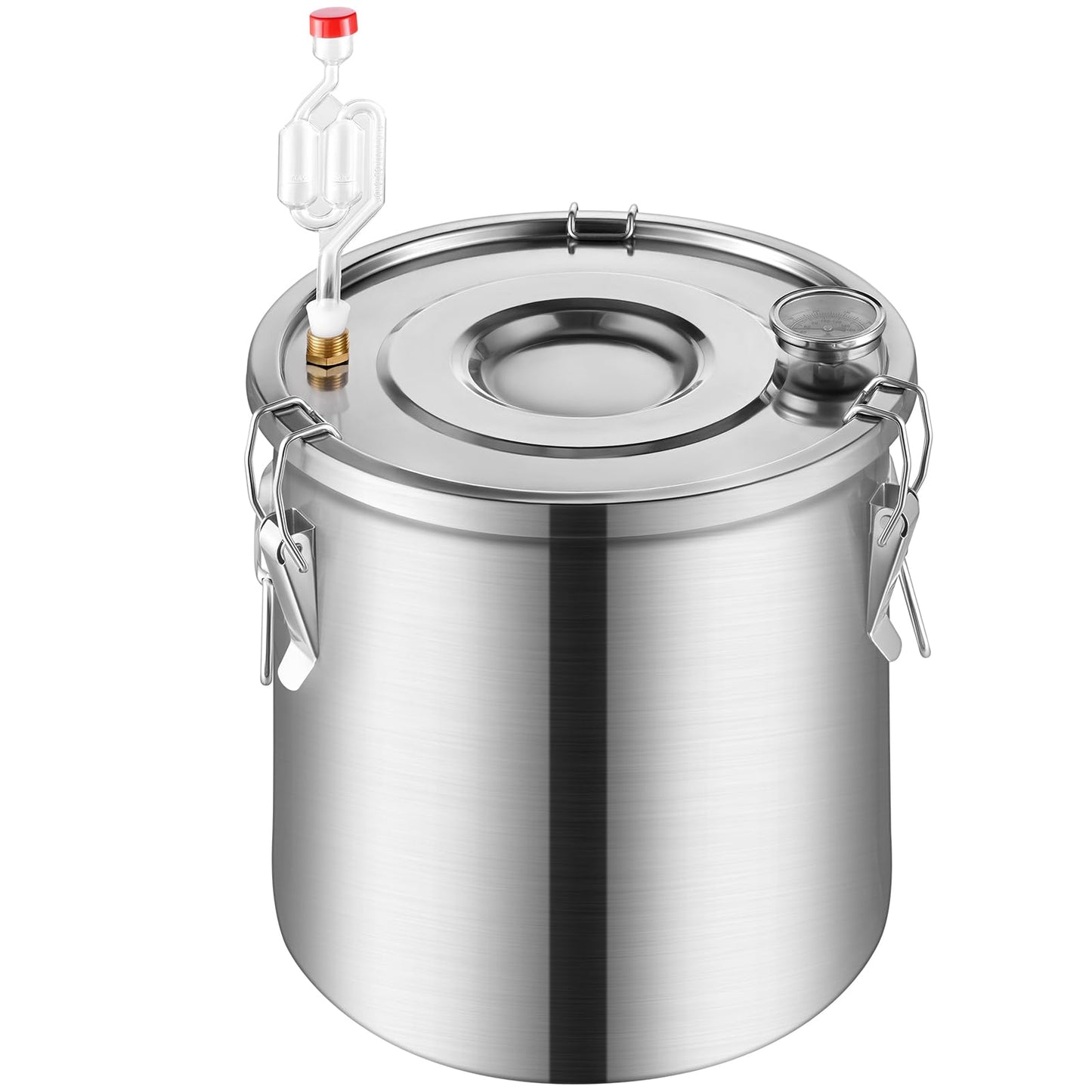 VEVOR Alcohol Still with Thumper Keg, 13.2Gal / 50L Alcohol Distiller, Distillery Kit for Alcohol with Copper Tube, Build-in Thermometer & Water Pump for Wine Whisky Brandy