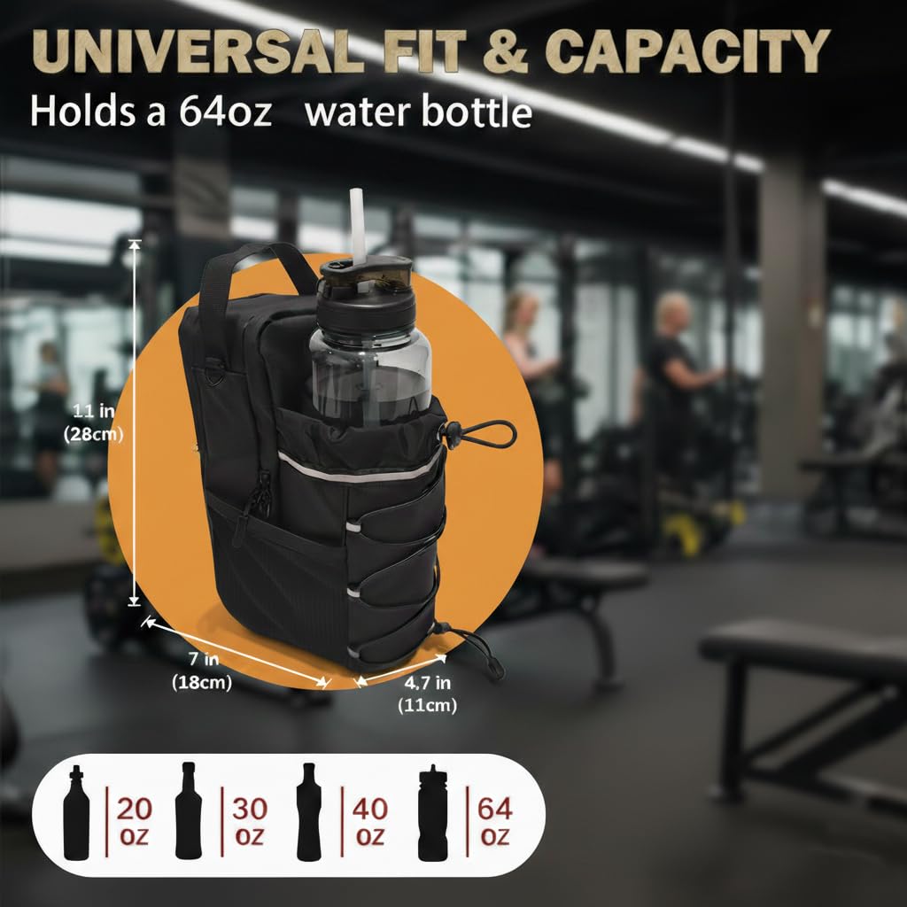 Magnetic Gym Bag with Phone Pocket - Strong Magnet Water Bottle Holder Hands-Free Sling Bag for Men & Women, Crossbody Pouch for Gym, Sports, Travel