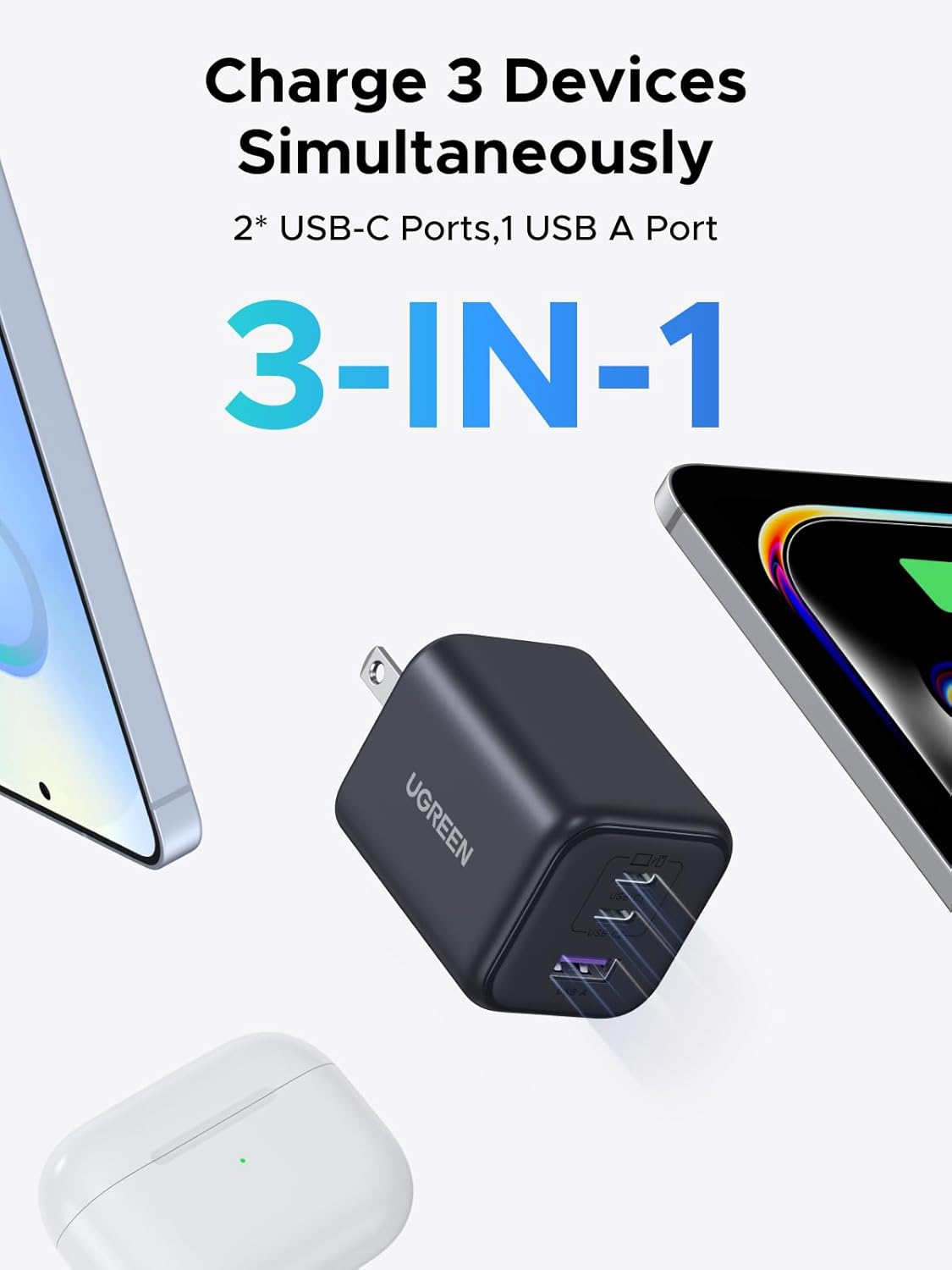 UGREEN 45W 17, 3 17/16/15 S26/S25/S24 USB C GaN Charger for iPhone PPS Port Super Fast Charger Block for iPhone Pro