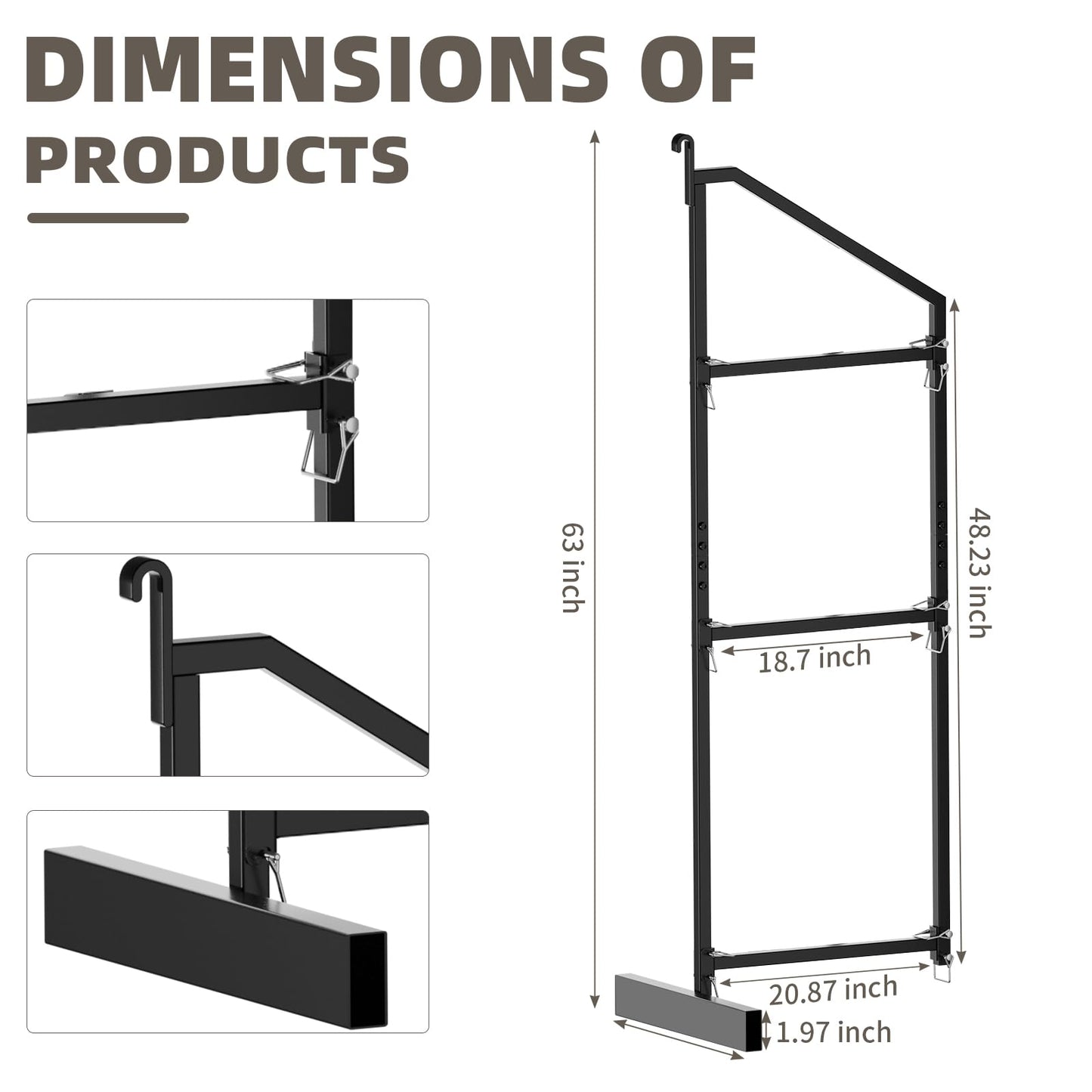 Shipping Container Shelves Shelving Brackets, Heavy-Duty 3-Tier Shelf Bracket 19"(D) x 52"(H) Universal Storage Racks for Cargo Containers--4 Packs