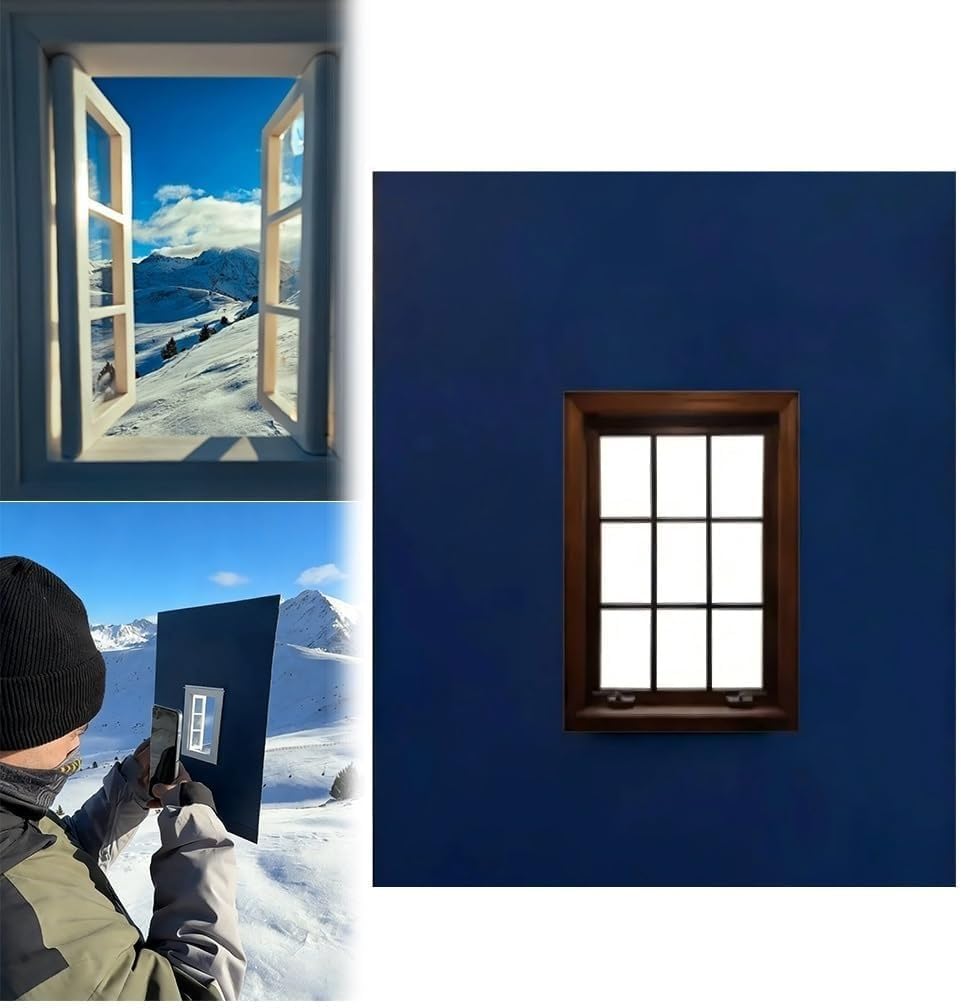 VVDAMAIA 7.9 5.9inFresh (Blue-C-1pc) Creatives Window View Photography Props - Portable Window Frame Photo Prop