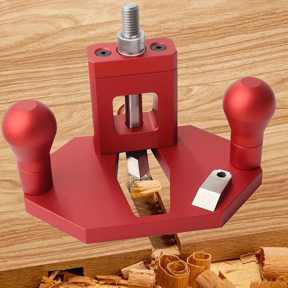 JCFANTS Router Plane Hand Wood Planer, Handheld Woodworking Tool, Woodworking Carpenter Tools Adjustable Woodcraft Trimming Knife Depth Stop Planer Wood Chamfering Slottinge (Red)