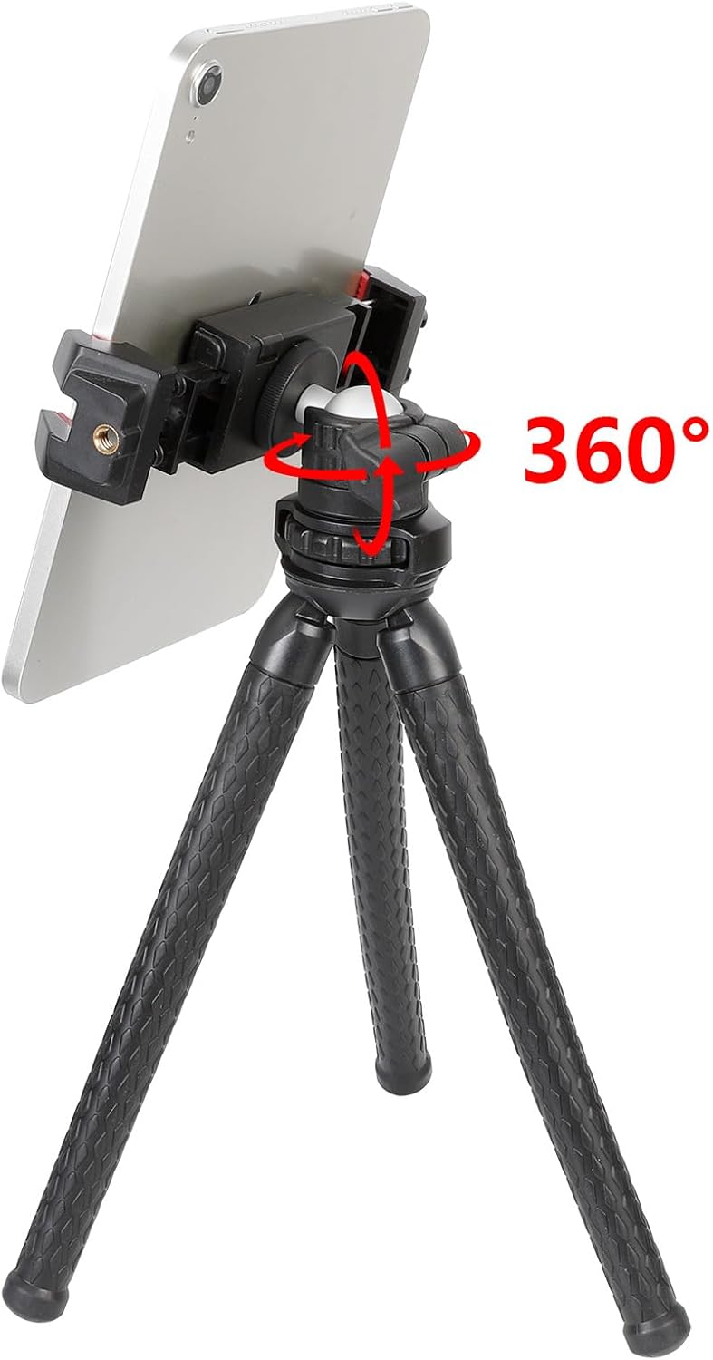ZUZUXI 4.7-13" 360 12.9/Air/Mini Mini Flexible Tripod Stand for iPad/iPhone Tablets, Portable Desktop Phone Holder
