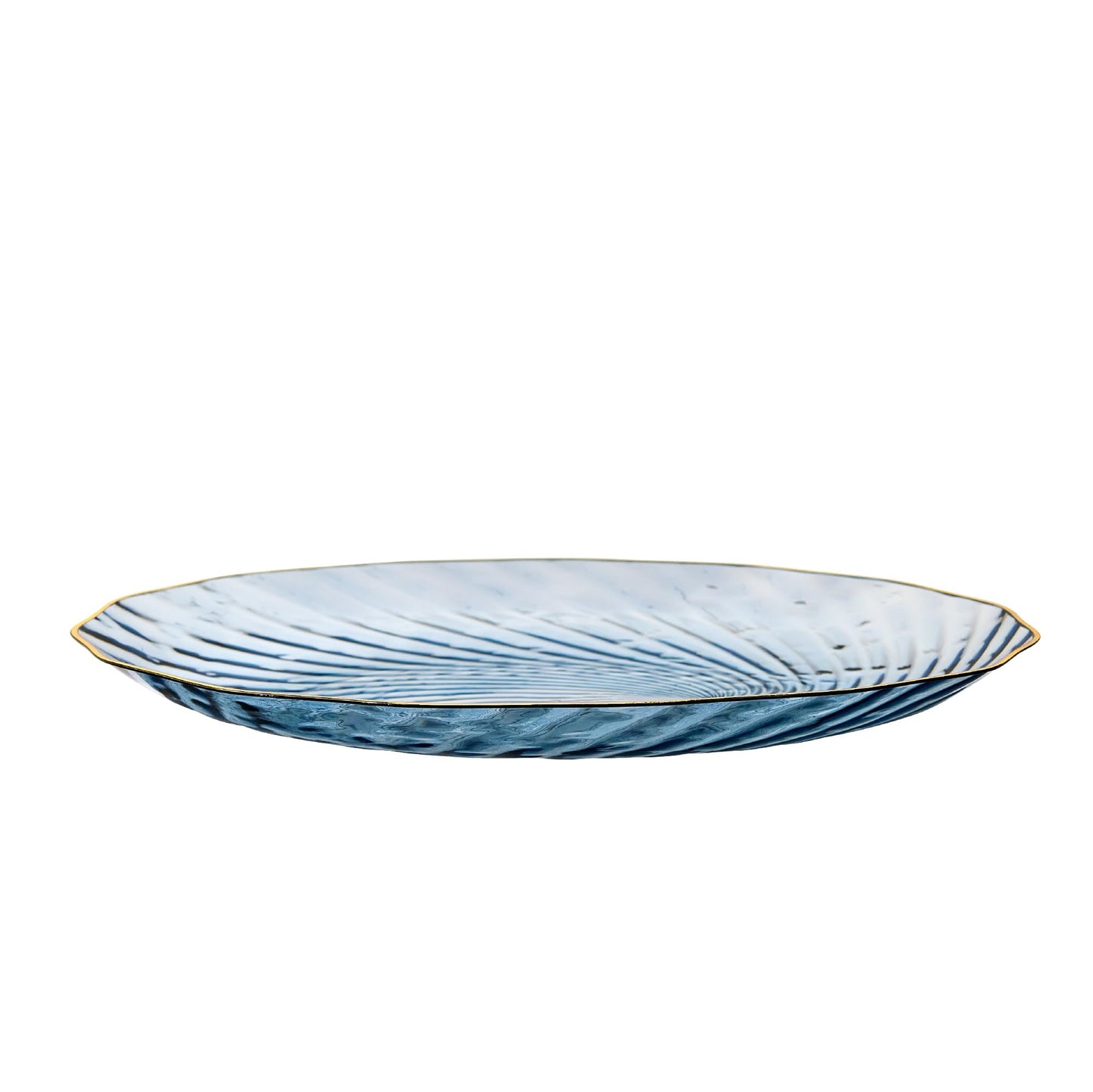PLASTICPRO 120 Pack Plastic Plates Set of 60-10 inch Plates and 60-7 inch Plates, Elegant Clear Blue Spiral and Gold Rim Disposable Fancy Plates Premium Heavyweight