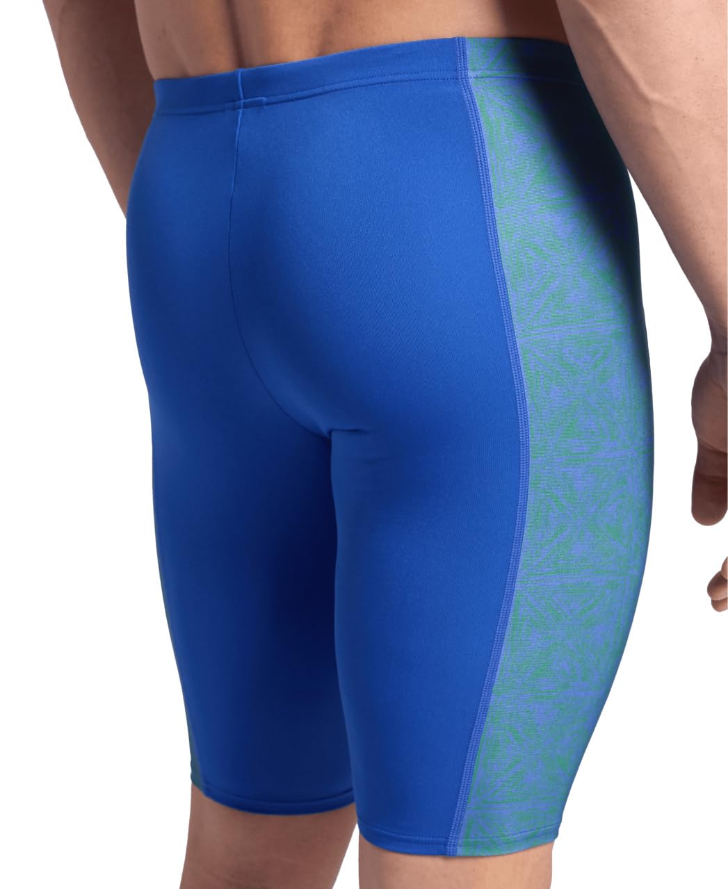 ARENA Performance Men's Abstract Tiles Swim Jammer MaxLife Athletic Practice Knee-Length Swimsuit Short Competitive Training Bathing Suit, Royal/Team Royal Green, US Size 24