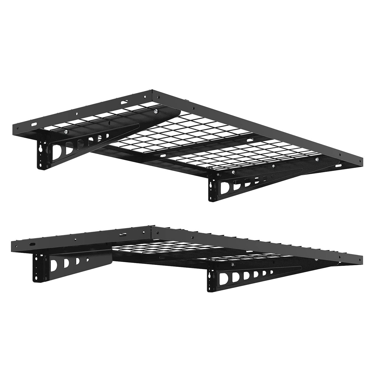 FLEXIMOUNTS 2 Pack 2x4ft Garage Storage 24x48 inch Heavy Duty Bike Wall Shelving Rack, 660lbs Total Weight Capacity, Black, Pro Series
