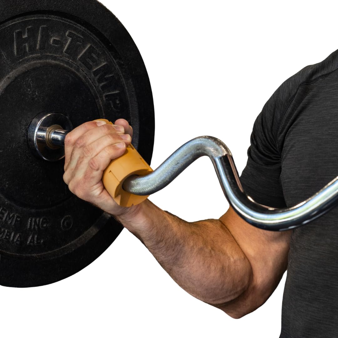 Tribus Grips Prime Thick Grips (2.44" diameter) for Barbells & Dumbbells (One pair) - Arm & Forearm Muscle Gains, Ergonomic, Durable, Non-Slip Rubber Grip