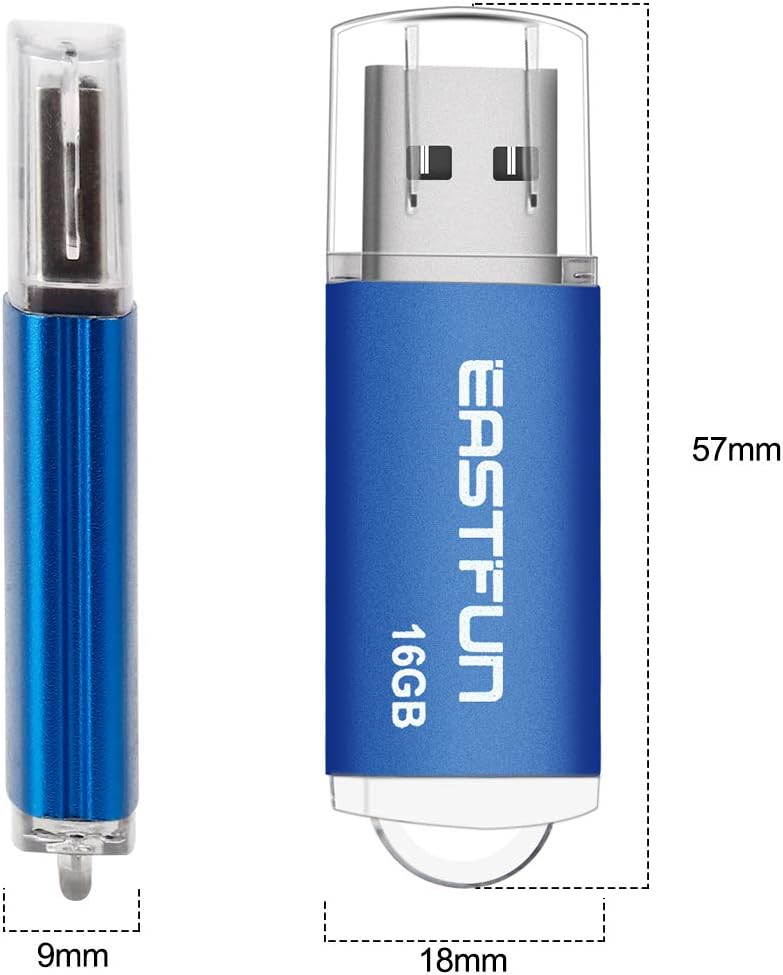 EASTFUN 5 Pack 16GB 2.0 Indicator,5 USB Flash Drive Memory Stick Thumb Drive Thumb Stick Jump Drive Zip Drive Pen