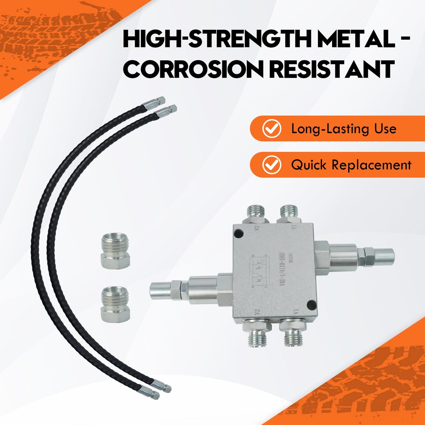 Mini Excavator Cushion Valve Kit, Hydraulic Swivel Motor Buffer Valves, 1/4" Hose System, M14 Replacement, Shock Absorb & Smooth Rotation, Durable Corrosion-Resistant Build, Easy Bolt-On Installation