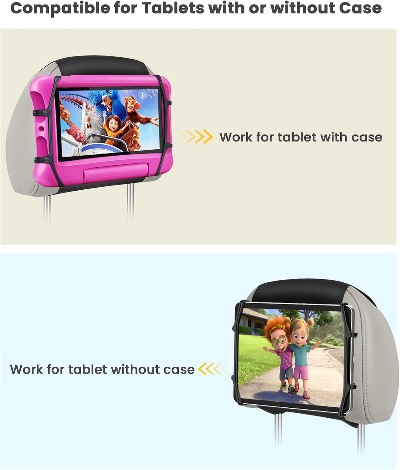 WONNIE 7-12.9'' Tablet Holder for Car, Upgraded iPad Holder for Car Mount Headrest, iPad Mount Back Seat for Kids