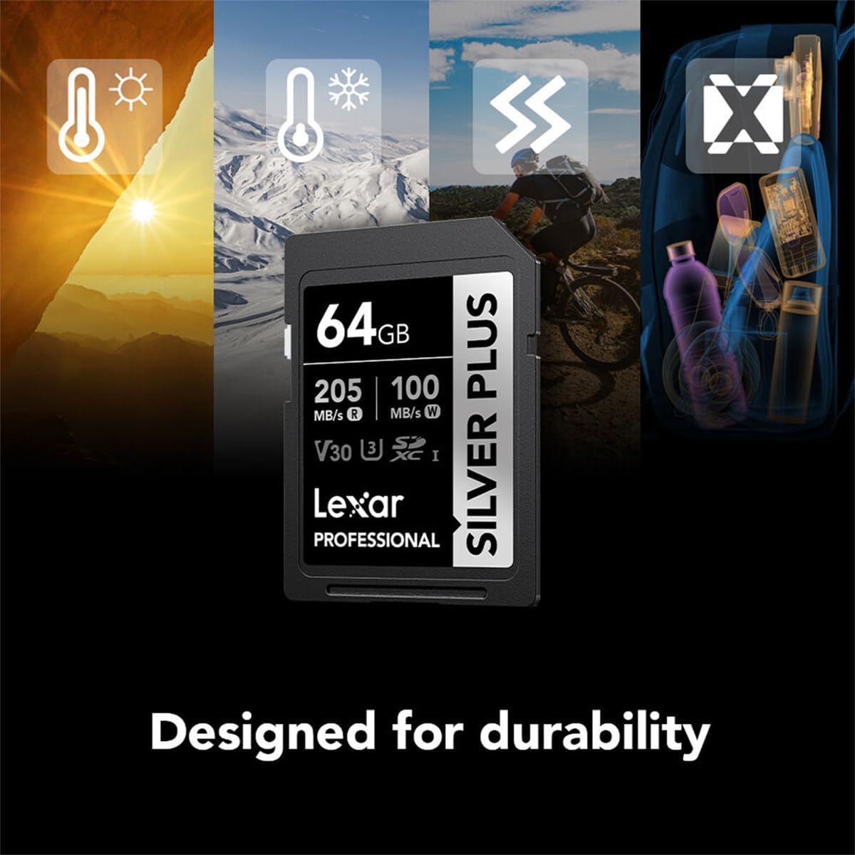 Lexar 64GB Professional Silver Plus SDXC UHS-I Card Memory Card