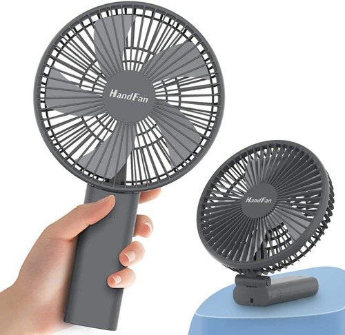 HandFan 6 Inch Handheld Fan with 4000mAh Battery 6 Speed Personal Fan, Strong Airflow, Cooling Desk Removable Base Design, 5-34H Working Time, 180° Foldable for Travel Outdoor Office Household(grey)