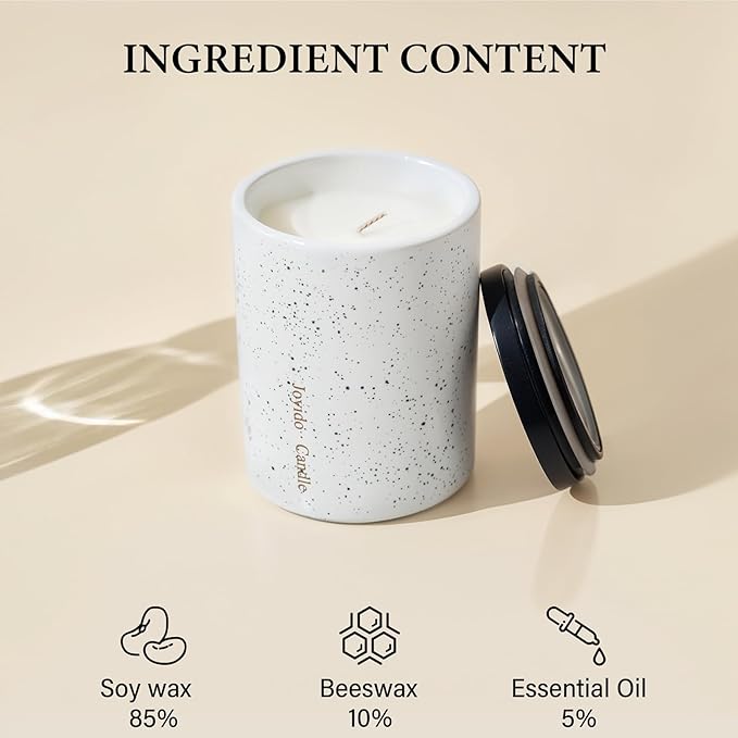 14OZ Lavender Scented Candle - Aromatherapy Candles with Lid - Soy Candles for Home Scented - Ceramic Jar Candles Decorated with Gold Dust for Bedroom Kitchen Home Decor, Housewarming Party
