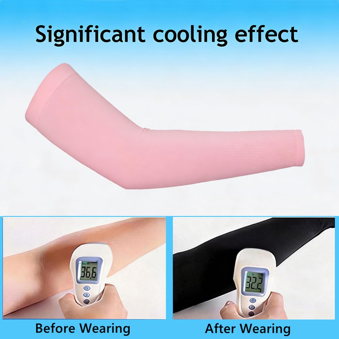 JUSDIQIR UV Sun Protection Cooling Arm Sleeves Compression,Outdoor Sports Compression Arm Sleeve for Men Women Teenager (Black 1 Pair)