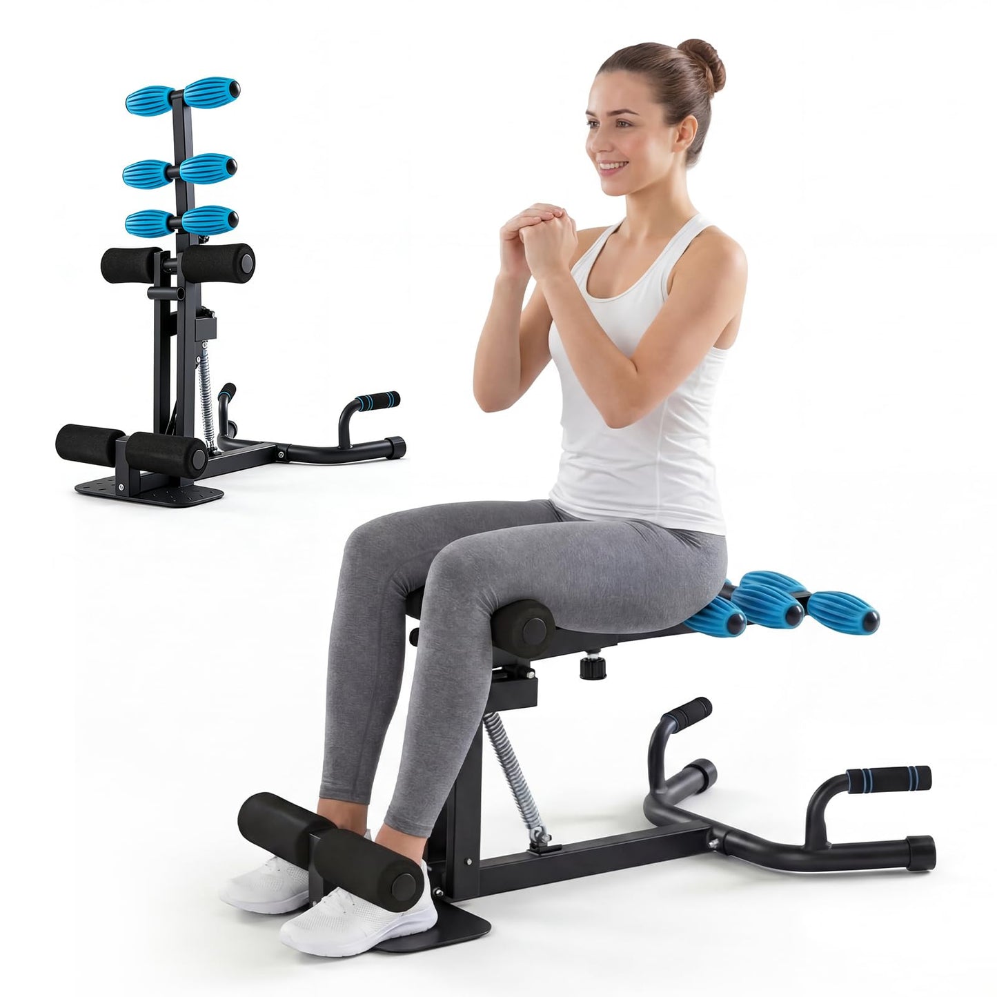 OLIXIS Deep Squat Machine, All-in-One Exercise Equipment for Home Gym, Adjustable Squat Machine for Glutes & Legs, Easy to Assemble, 32.9x22.4x36.6 in, 300 lbs Weight Capacity, Black & Blue
