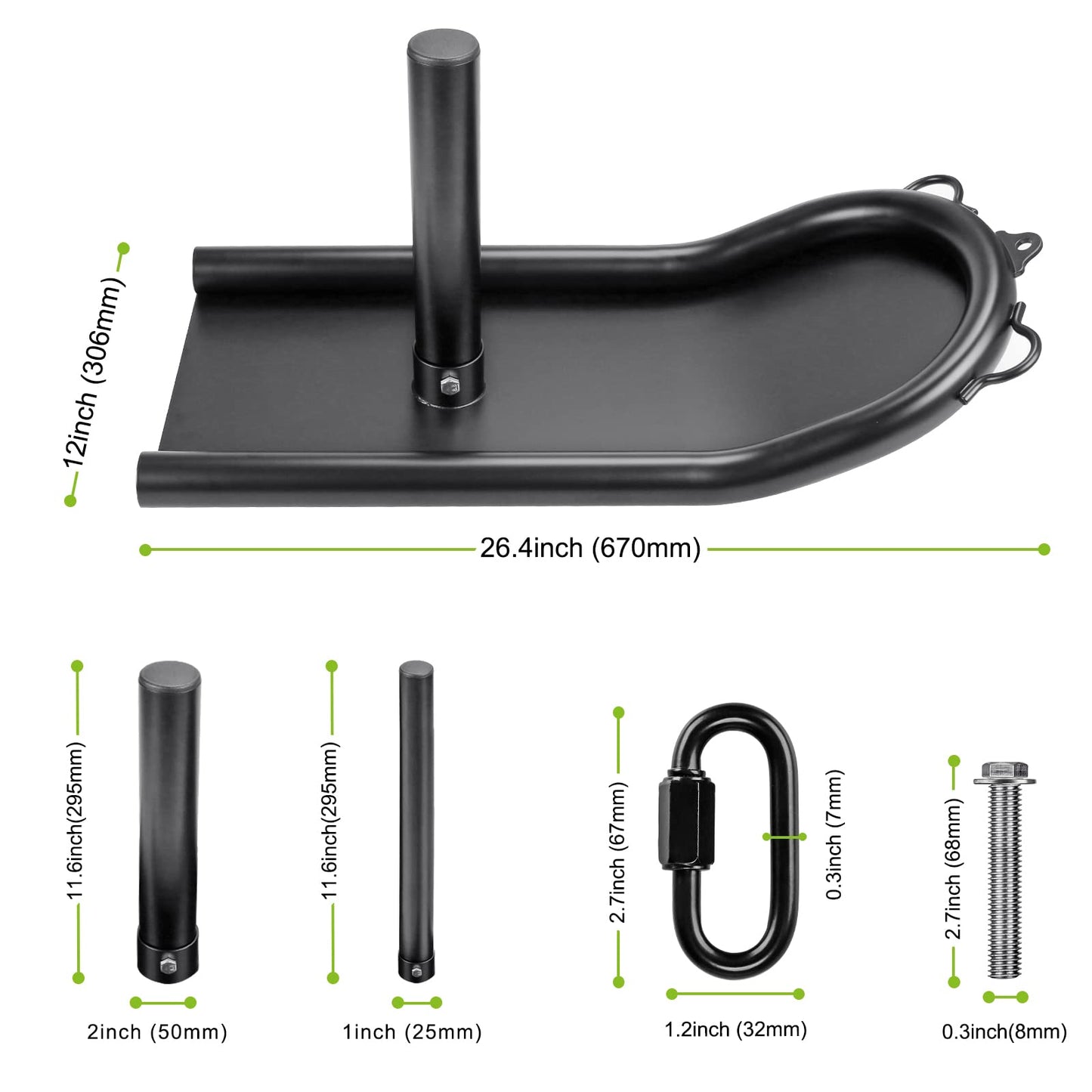 Kipika Weight Sled, Workout Sled, Fitness Strength Training Sled, Speed Training Sled for Athletic Exercise, Speed Improvement, Easily Through Obstacles, Suitable for 1" & 2" Weight Plate (B- Black)
