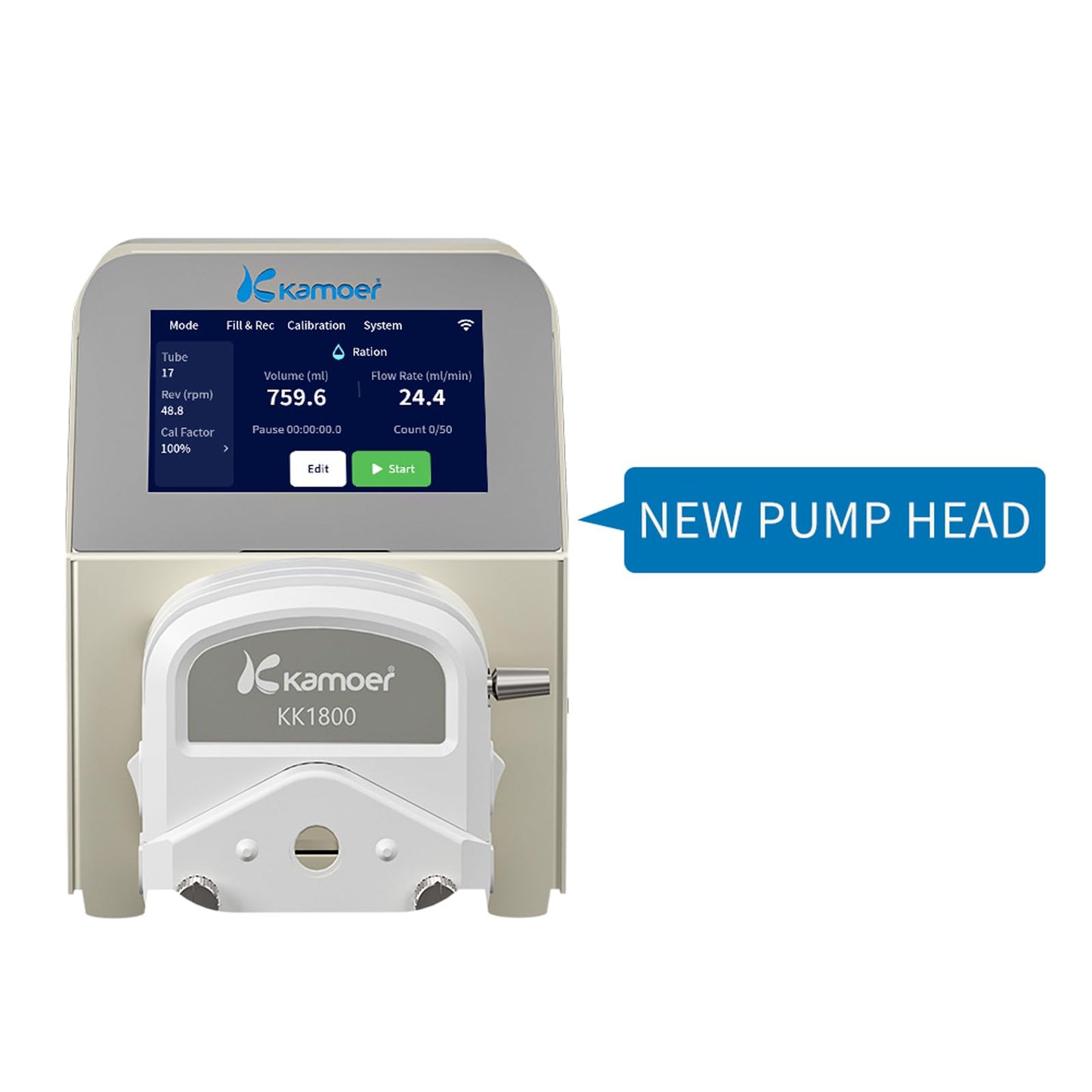 Kamoer UIP V2 Intelligent 0.1~1500ml/min high Flow peristaltic Pump with high-Precision Closed-Loop Stepper Motor 100V~240VAC dosing Pump Foot Switch (Double Head)