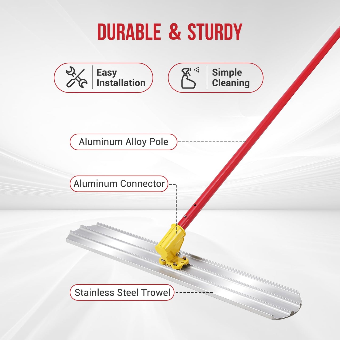 48x8" Concrete Float, Bull Float Magnesium Aluminum Alloy Float Tool Kit, 3×Concrete Float Handle, Adjustable Concrete Tools Finishing Surface Smoothing for Road and House Construction