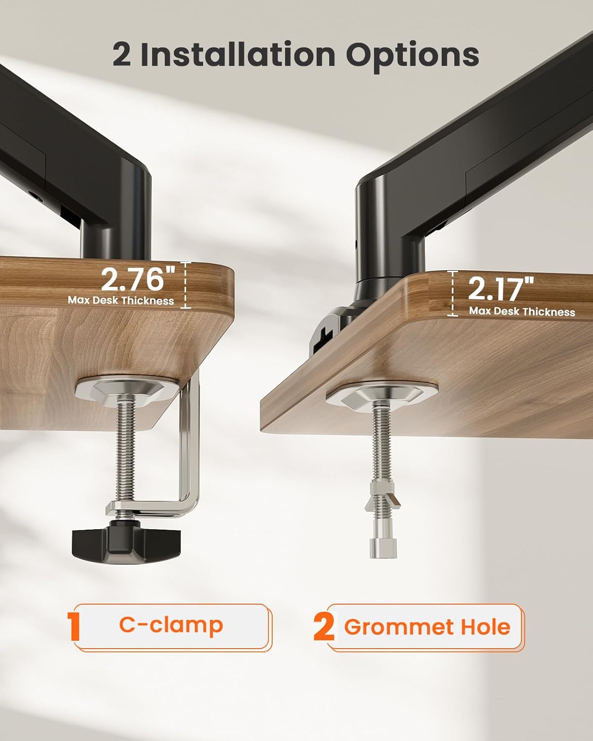 ErGear 13-36 inch 22 lbs, Grommet 100x100mm Single Monitor Arm for Screens, Adjustable Gas Spring Monitor Mount Holds