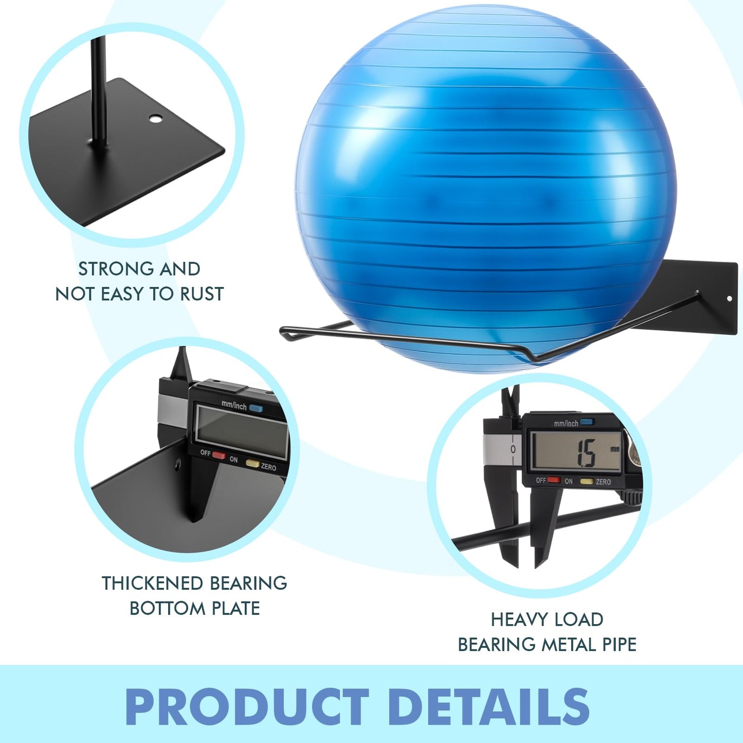 Threan 2 Pack Metal Medicine Ball Rack Wall Mounted 16.6'' Large Yoga Storage Ball Rack Thickened Black Sport Exercise Equipment Holder for Home Gyms Studios Space