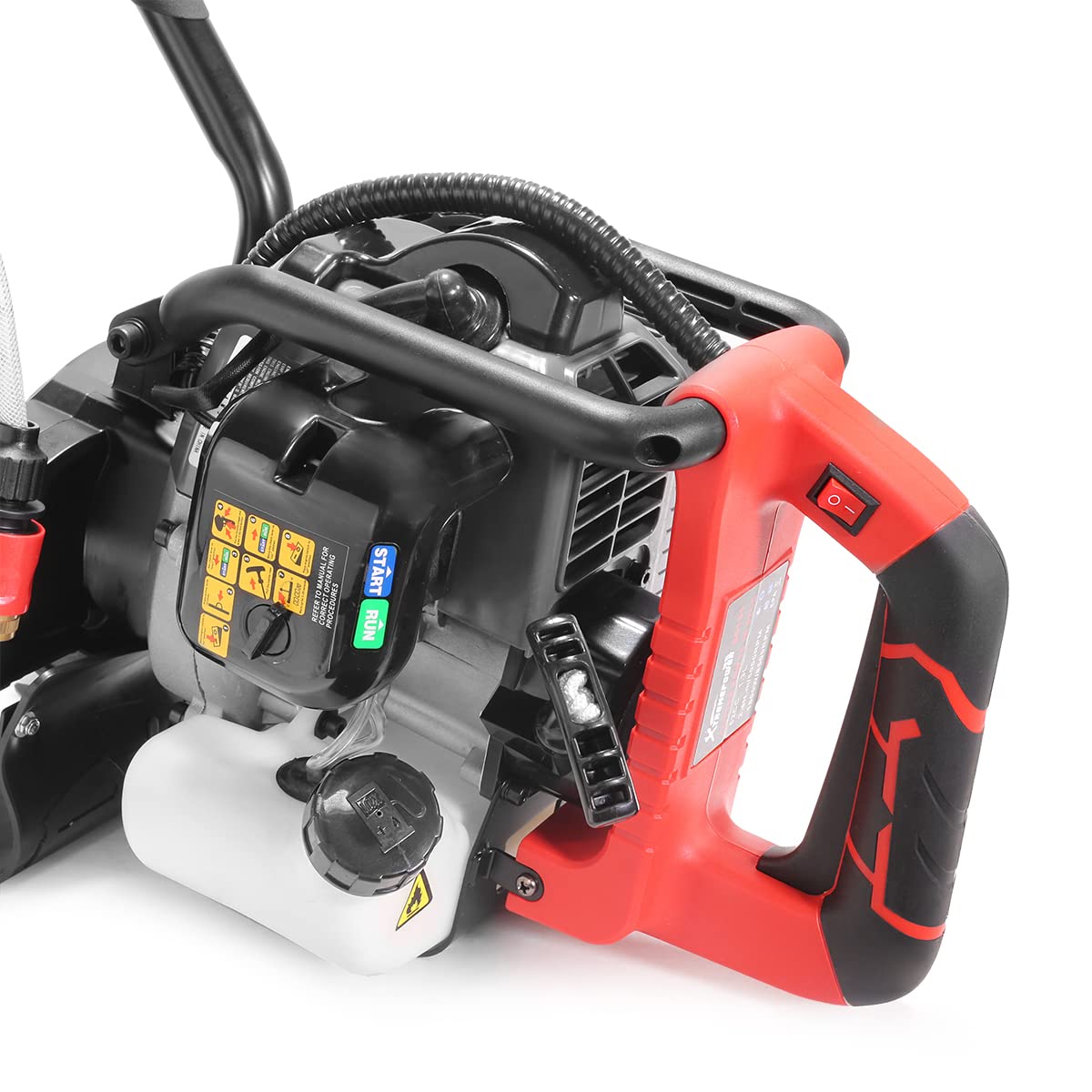 XtremepowerUS 16" Concrete Saw Gas Powered Cut-Off Saw With 52cc 2-Stroke Engine, 5" Cut Depth, Guide Roller With Blade