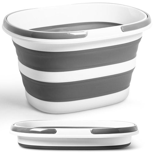Collapsible Bucket 16L with Handles, Cleaning Mop Bucket Space Saving Foldable Silicone Tub for Laundry Storage Camping, Portable Wash Basin for Home & Car, 4.2 Gallon Compact Utility Plastic Bucket