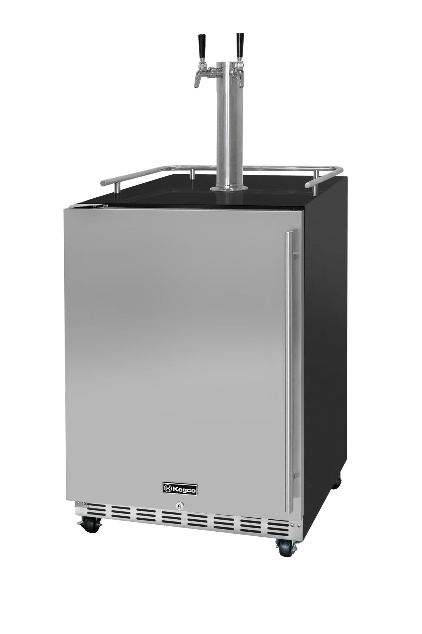 Kegco Kegerator 24" Wide Dual Tap Black/Stainless Steel Commercial Beer Dispenser HK38BSC-L-2
