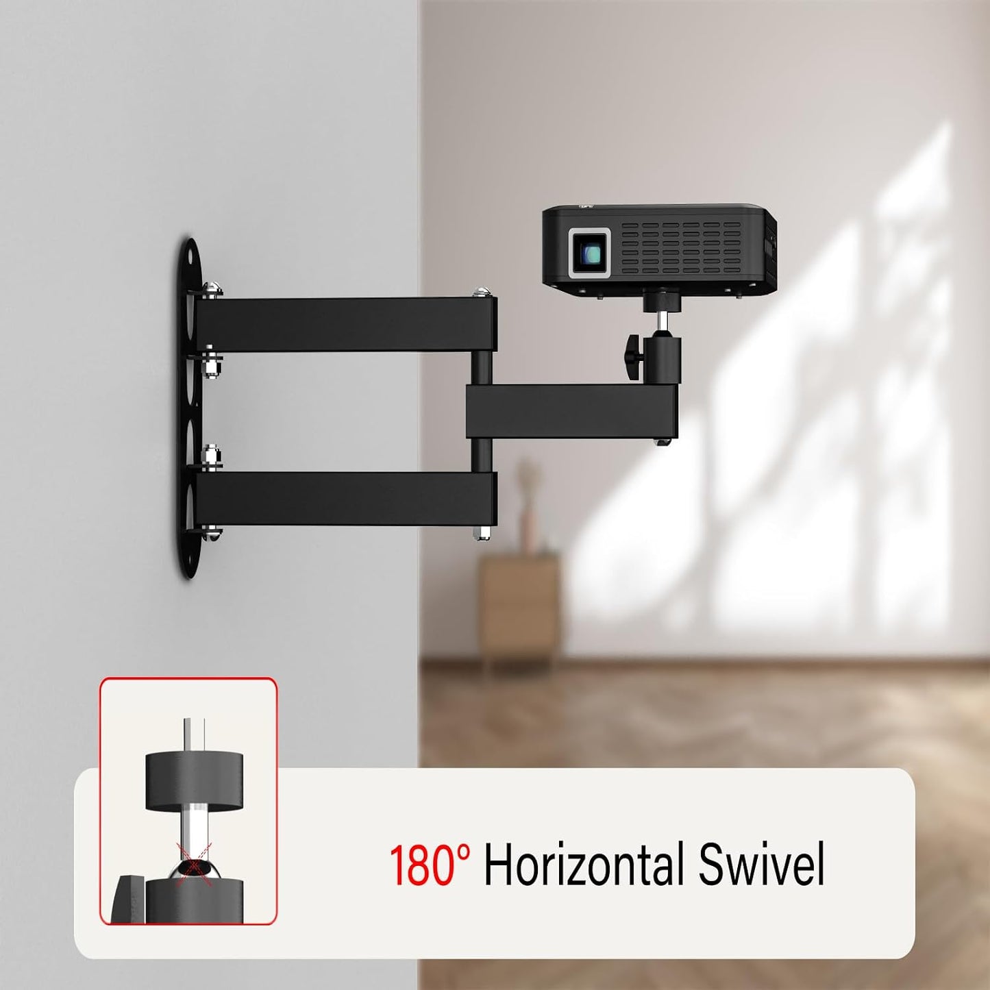 Bicrergo 360 1/4" 6.6lbs), Universal Projector Wall Mount - Rotation & Adjustable Tilt, Fits Screw Projectors, Cameras