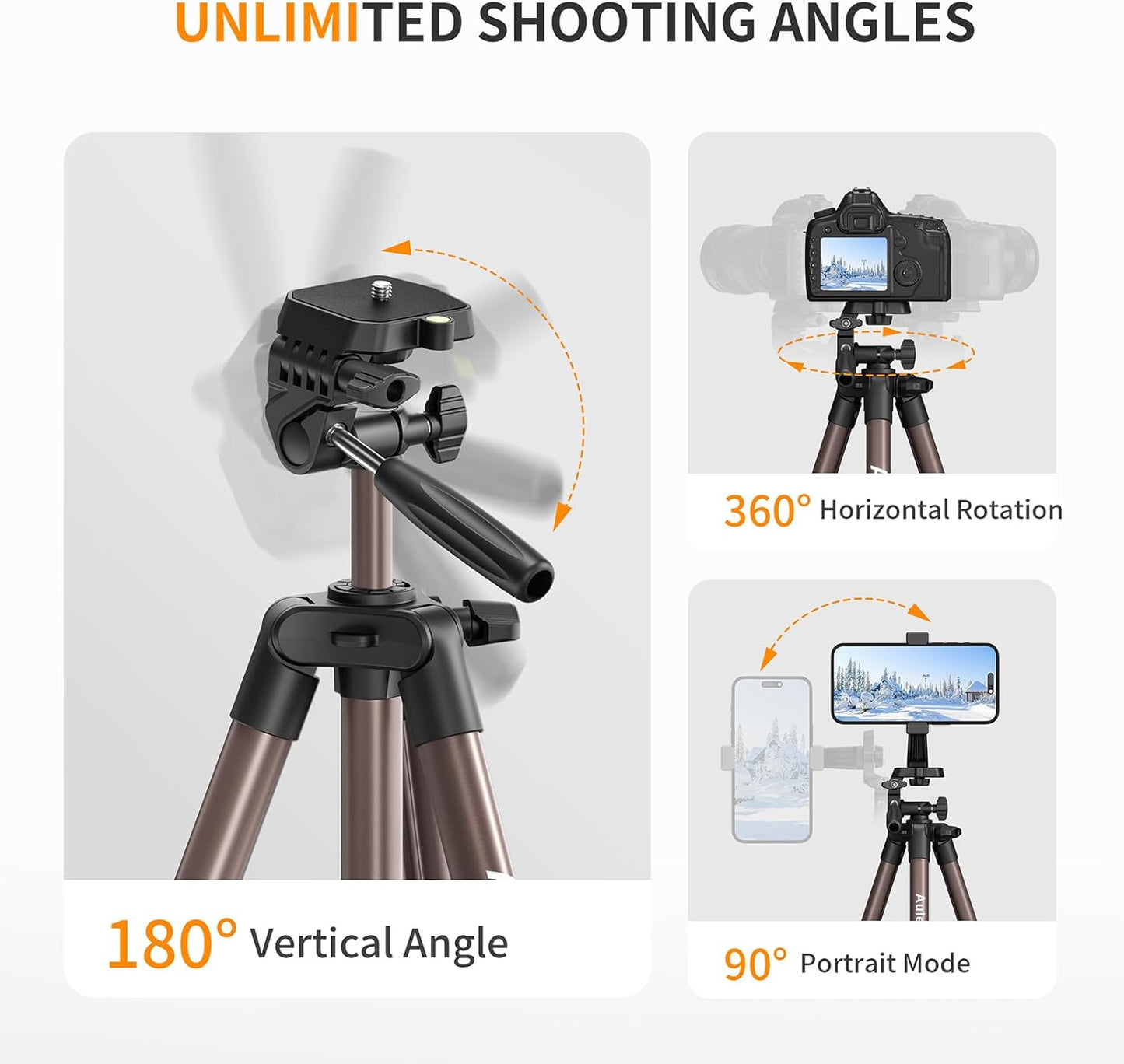 Auleda 71 6.6 LB VT-831HYS Camera Tripod Aluminum Tall Tripod Stand Compatible with Canon Nikon with Wireless Remote