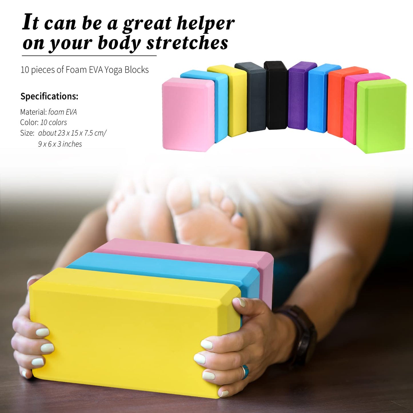 10 Pcs Foam EVA Yoga Blocks Lightweight Yoga Bricks Non Slip Supportive Foam Blocks Yoga Prop Accessories for Yoga, Pilates, Stretching and Meditation, Women Men Yogi Yoga Beginners (Mixed Colors)