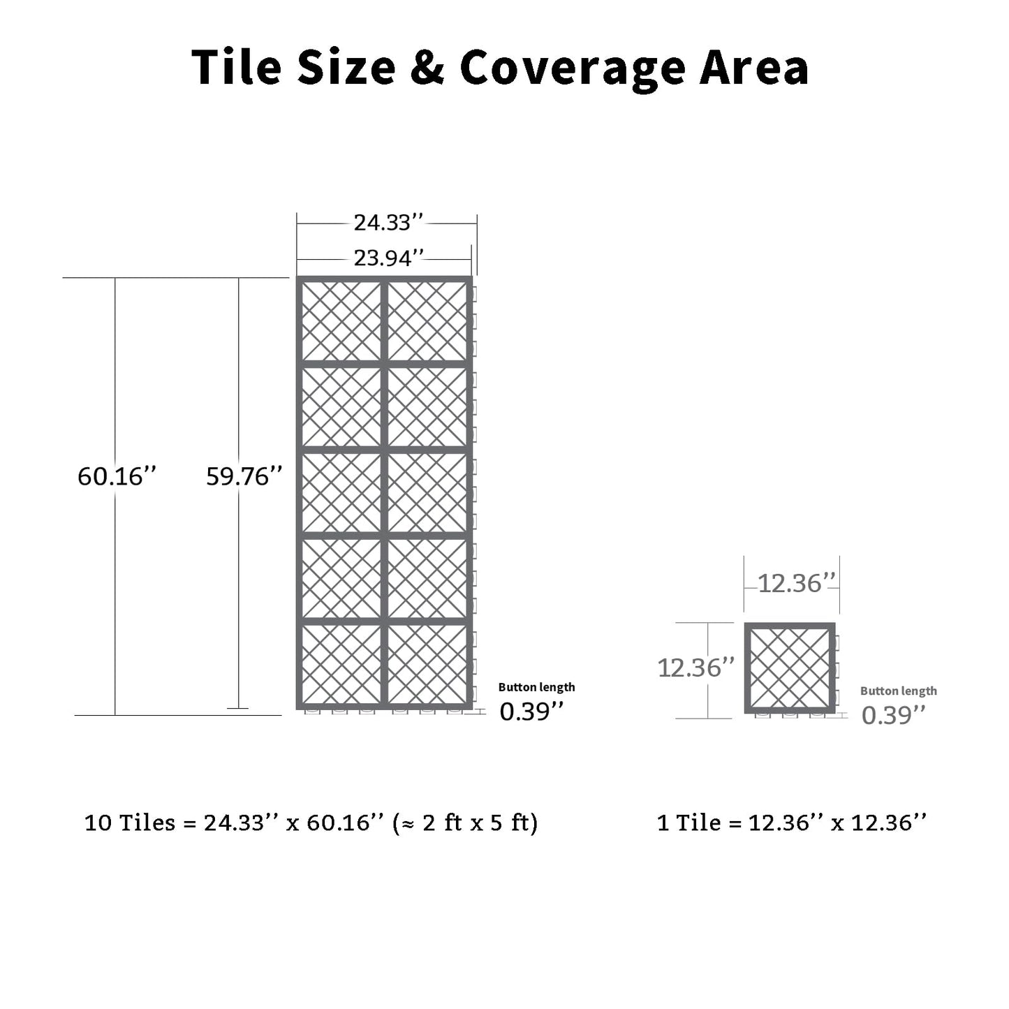 Fast-Drying Outdoor Decking for Garden, Kennel, Storage Shed, Basement, Garage, Patio, Bathroom, 10 PCS 12''x12''x0.59'' Heavy-Duty Interlocking Decking Tiles, Maximum Bearing Capacity up to 6613 LBs