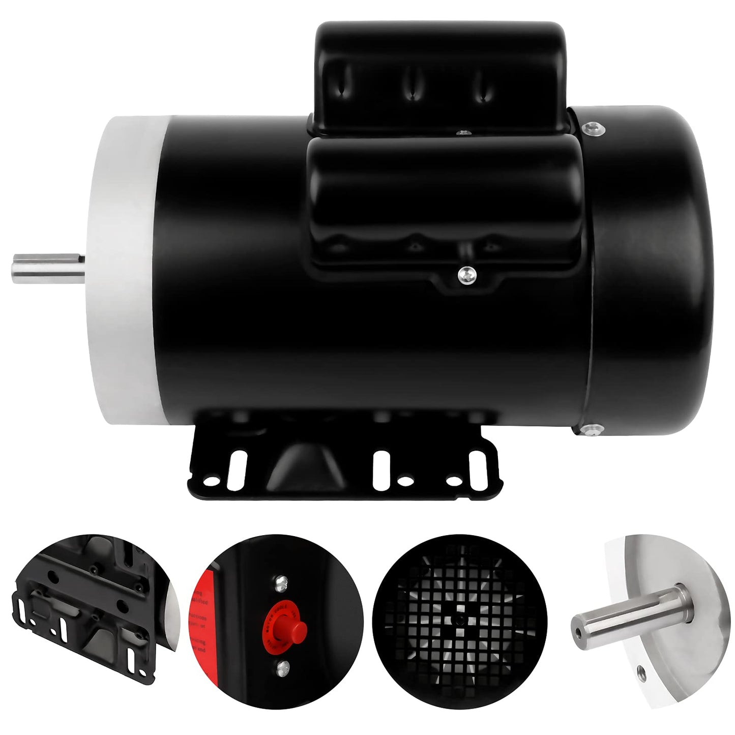 1.5HP Electric Motor General Purpose Single Phase Motor 1750RPM 56C 115/230V 5/8" Shaft Diameter CW/CCW TEFC IP55 60HZ